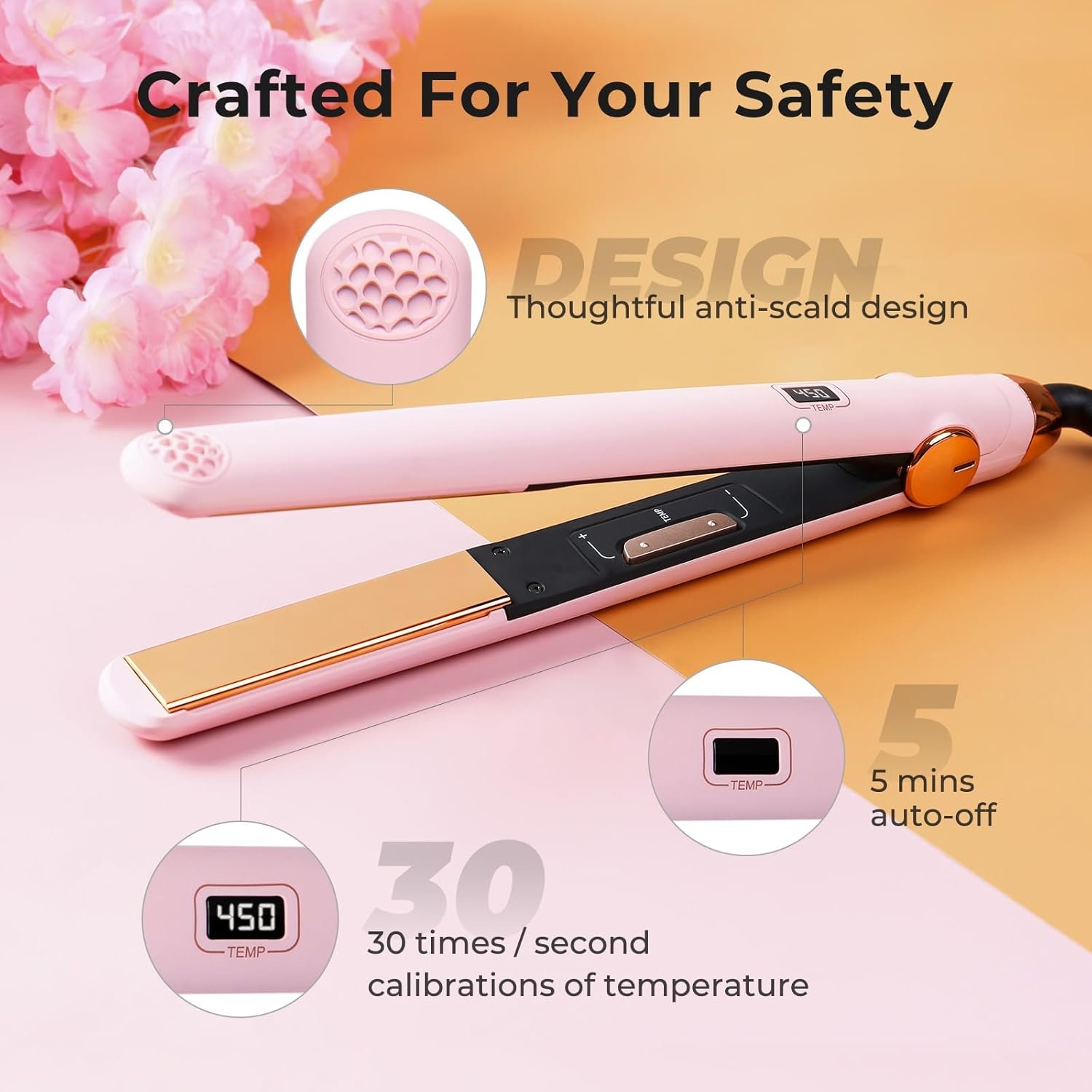 TYMO Flat Iron Hair Straightener and Curler 2 in 1 with 10s Fast Heating, 1 Inch Professional Titanium Straightening Curling Iron with 32 Adjustable Temp and Automatic Shut Off, Light Pink - Image 7