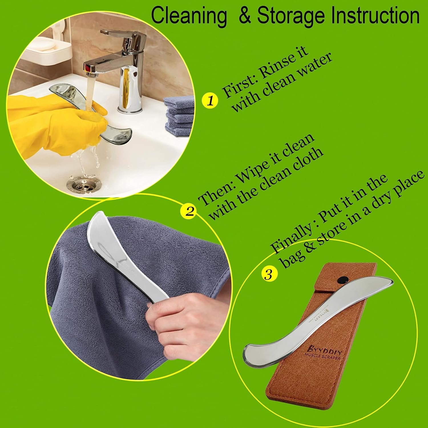 BYYDDIY-Non-Magnetic 304 Stainless Steel Gua Sha Muscle Scraper Tool for Scar Tissue,Muscle Scraping Tool for Massage Scraper,IASTM Tools for Physical Therapy, Soft Tissue Massage - Image 8