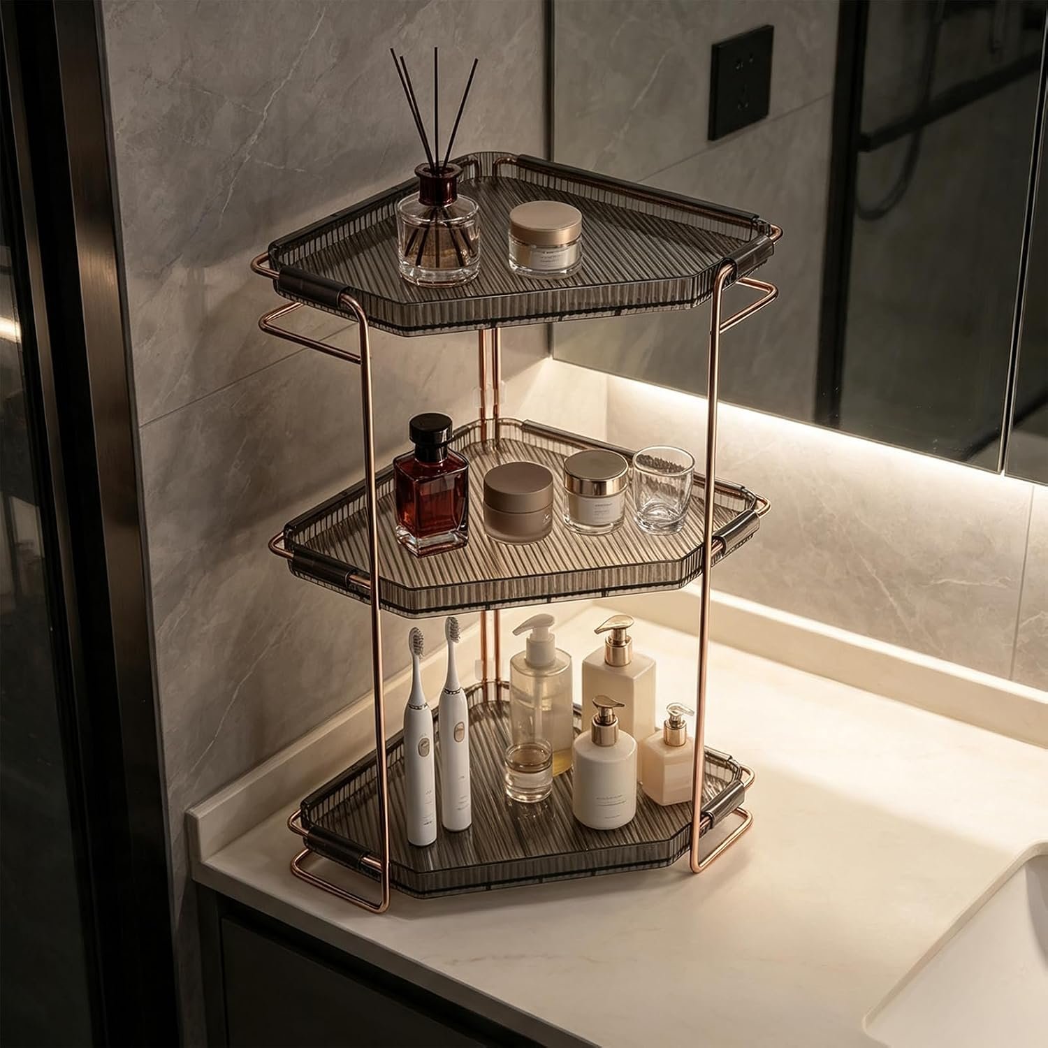 PureBox 3-Tier perfume organizer, Luxury Diamond Shaped Makeup Organizer