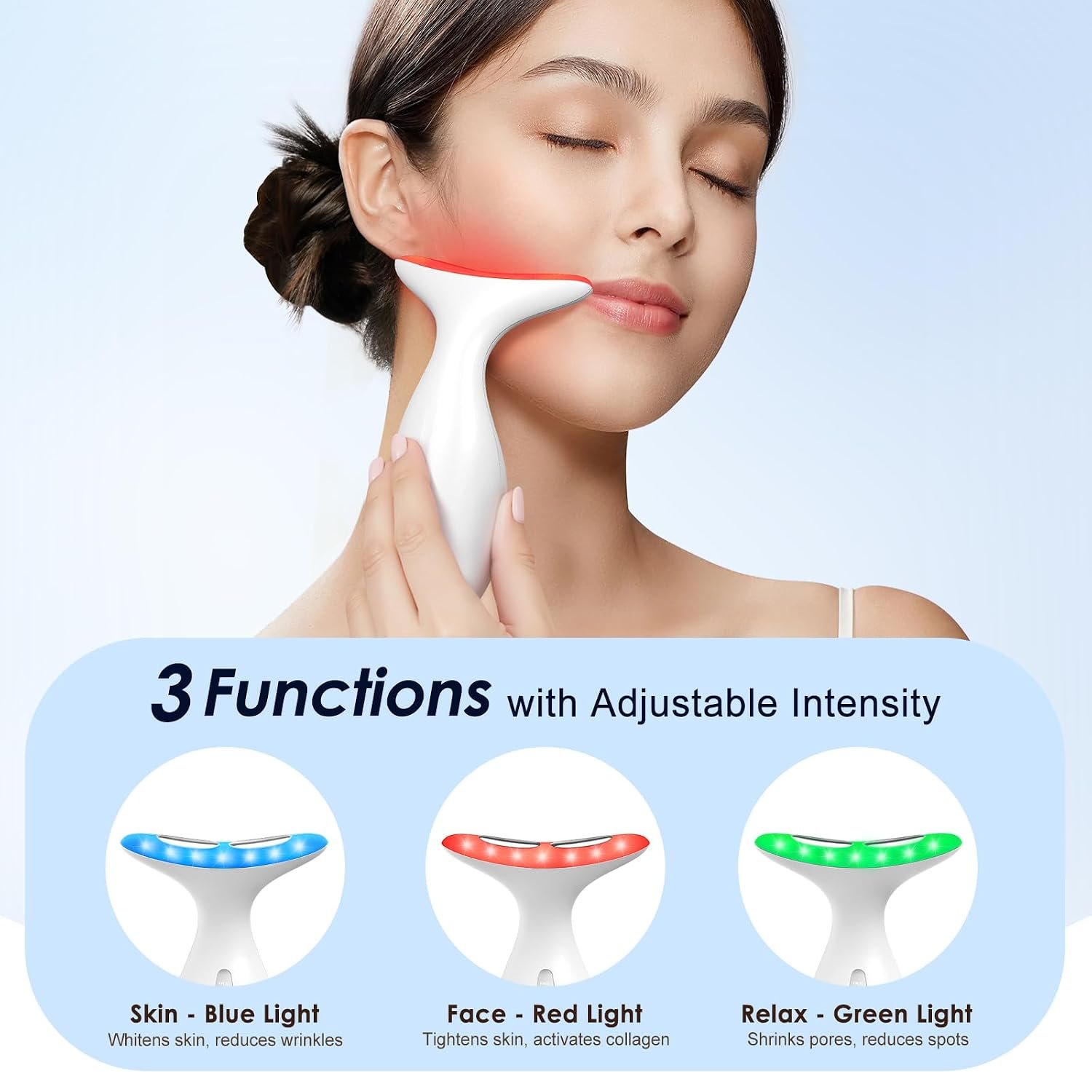 Neck Massager — Portable facial/neck massager with constant temperature heat therapy and vibration massage. USB rechargeable, three adjustable speeds. Relieves fatigue and aids in skincare absorption - Image 2