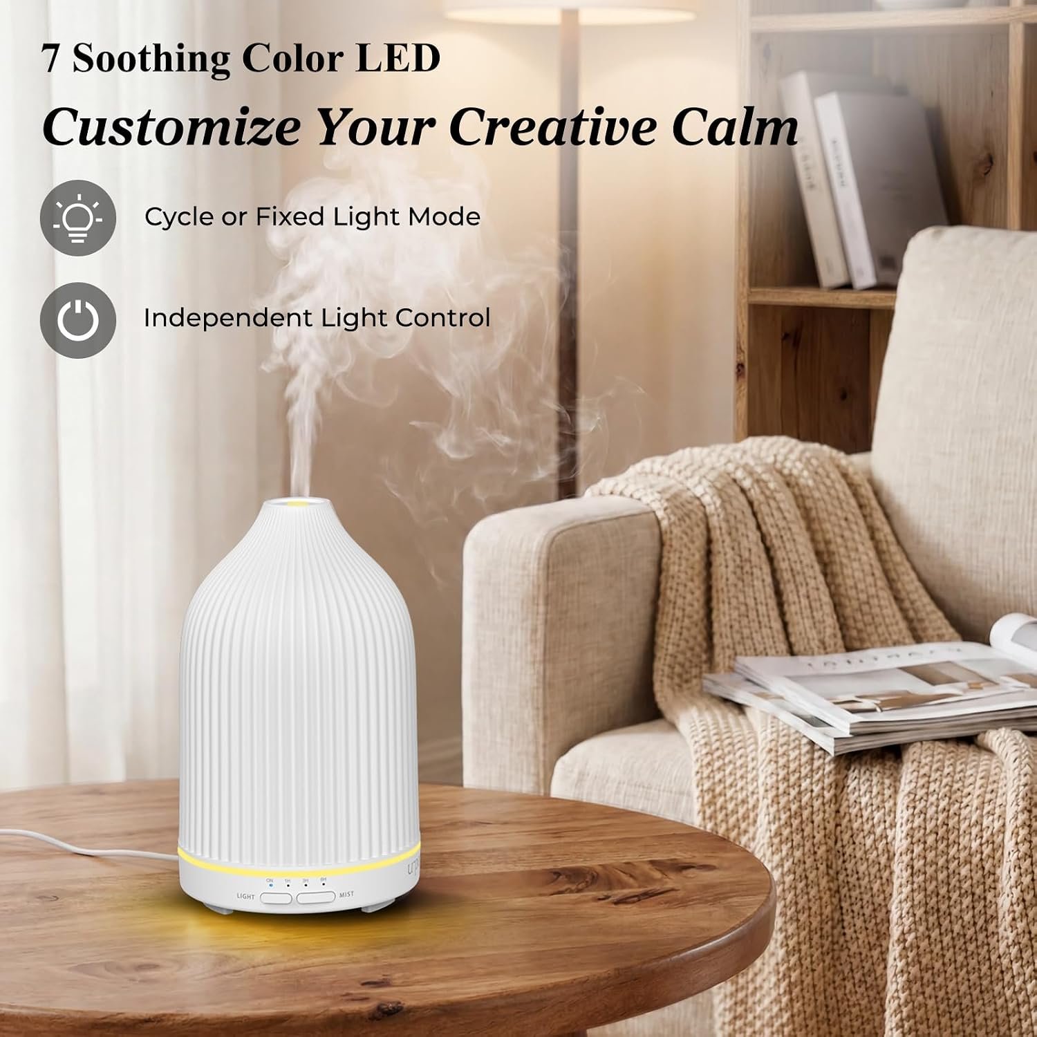 URPOWER 300mL Essential Oil Diffusers for Home Aromatherapy Diffuser - Image 4