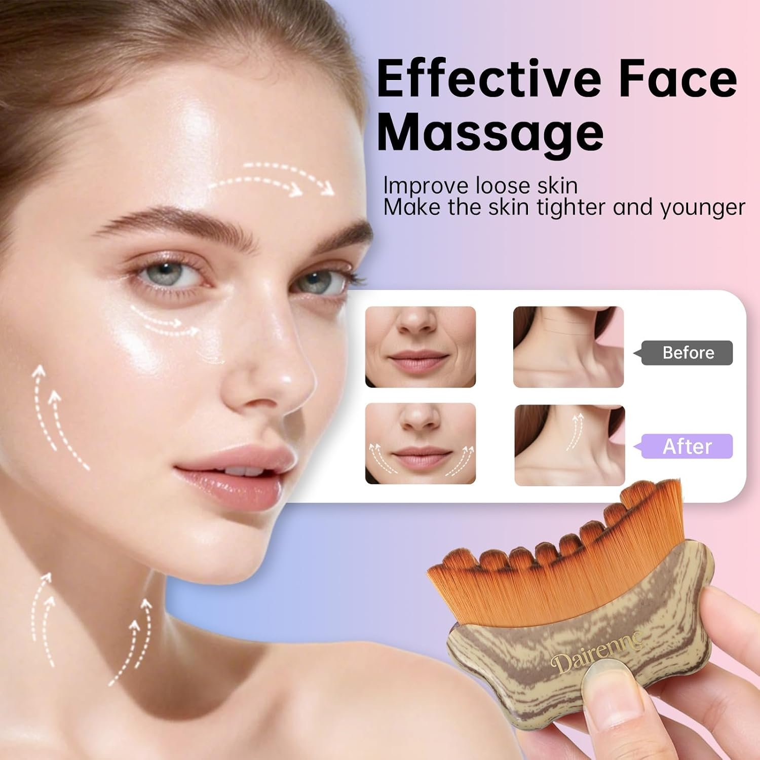 2PCS New Lymphatic Contour Face Brush - Facial Sculpting & Anti-Puffiness Tool | Ultra Soft Dry Brush for Jawline Massage & Lymphatic Drainage | Ergonomic Design (Gray) - Image 4