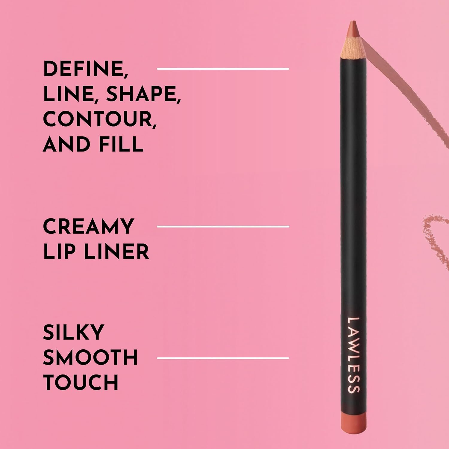 Lawless Forget the Filler Definer Liner - Cinnamon - Premium Lip Liner with Natural Ingredients to Provide a Smooth Look with a Satin Finish, Clean Makeup with Tug-Free Application - 0.04 oz - Image 3