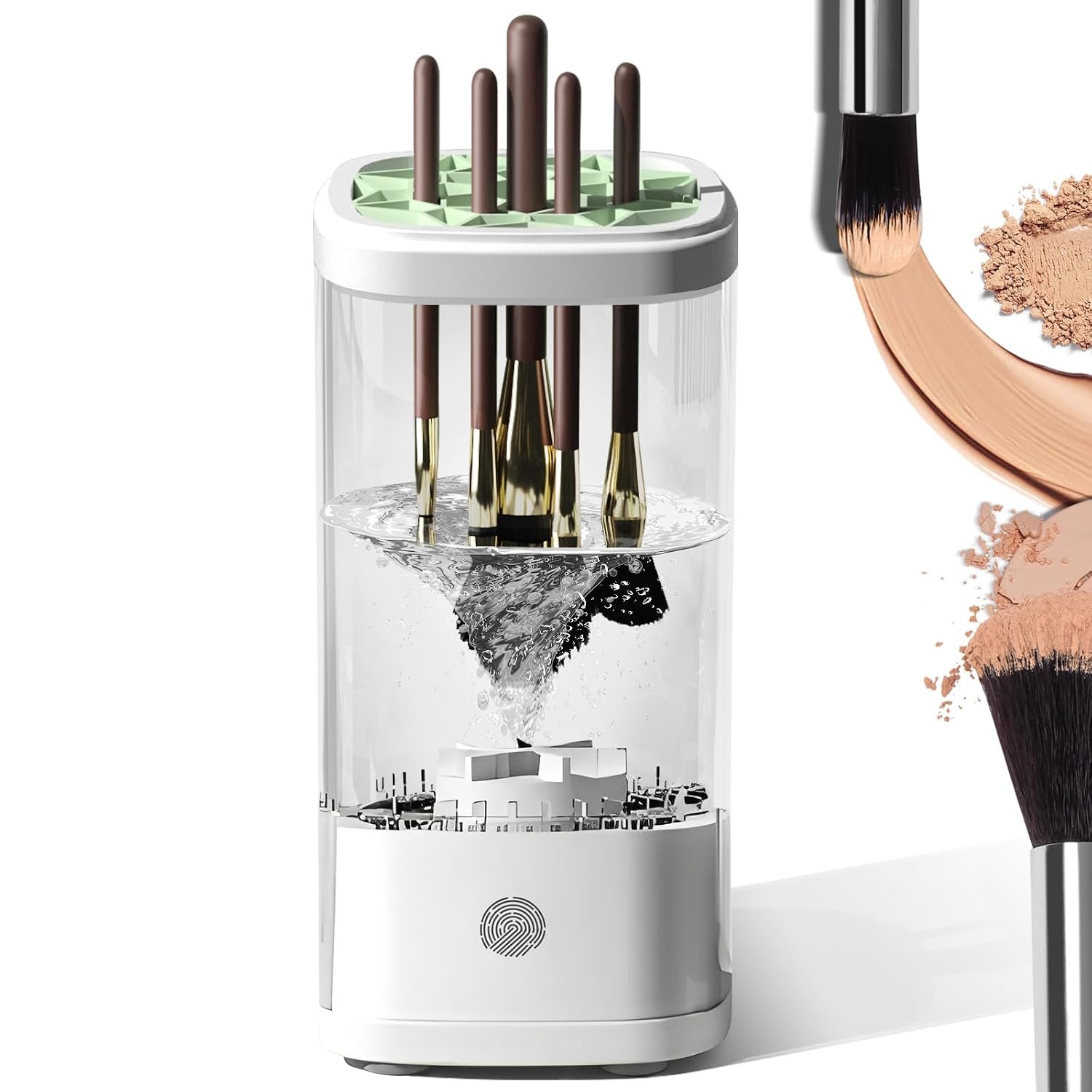 Electric Makeup Brush Cleaner Machine 2026 Automatic Spinning Makeup Brush Washer & Holder Quick Efficient for Deep Cleaning All Size Brushes, Portable for Travel Home Use, Gifts for Women(White)