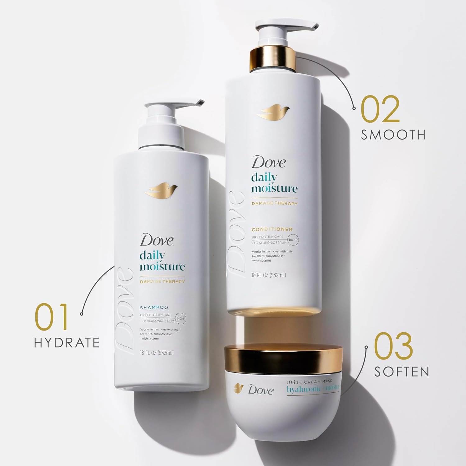 Dove Hyaluronic + Moisture Mask for Dry Hair with Hyaluronic Serum 9.2oz - Image 5