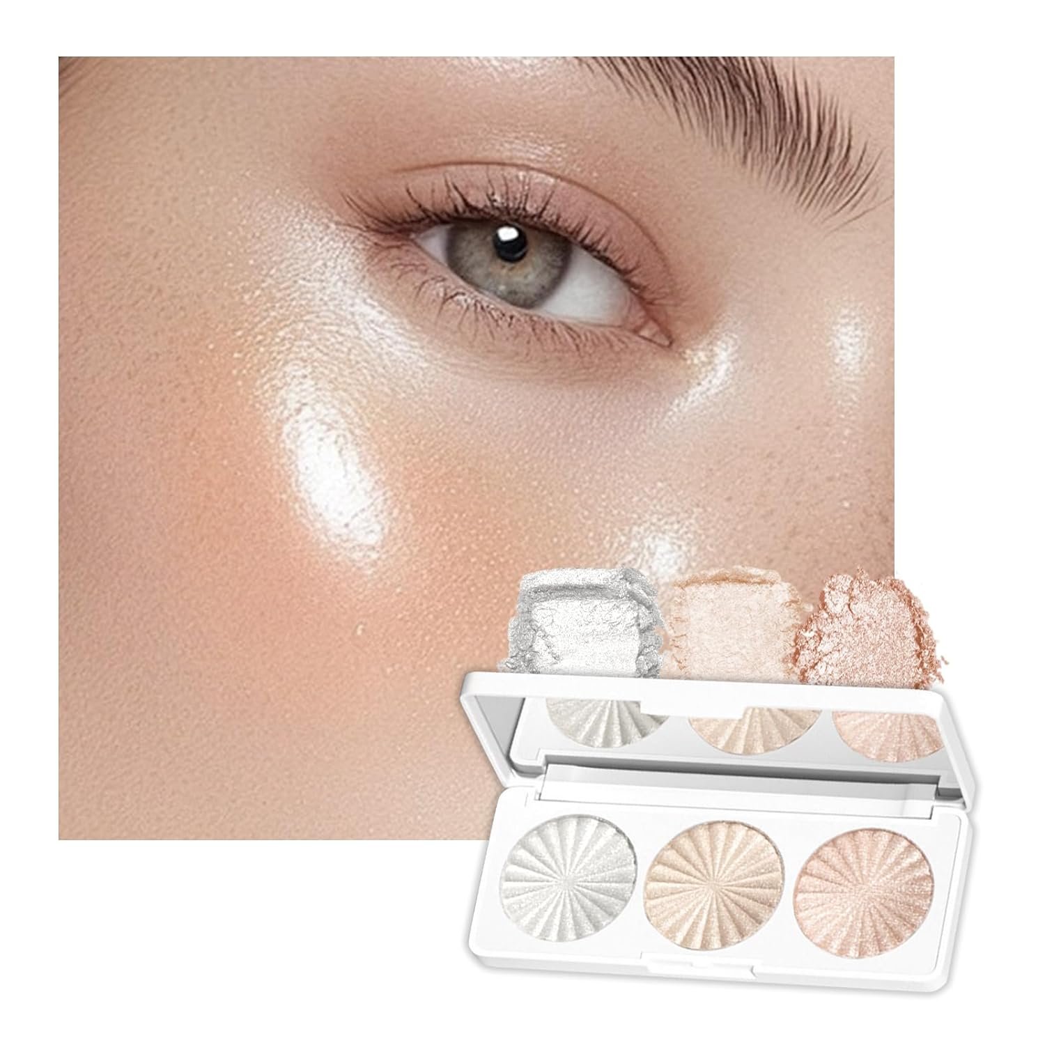 3 Colors Highlighter Powder Palette...