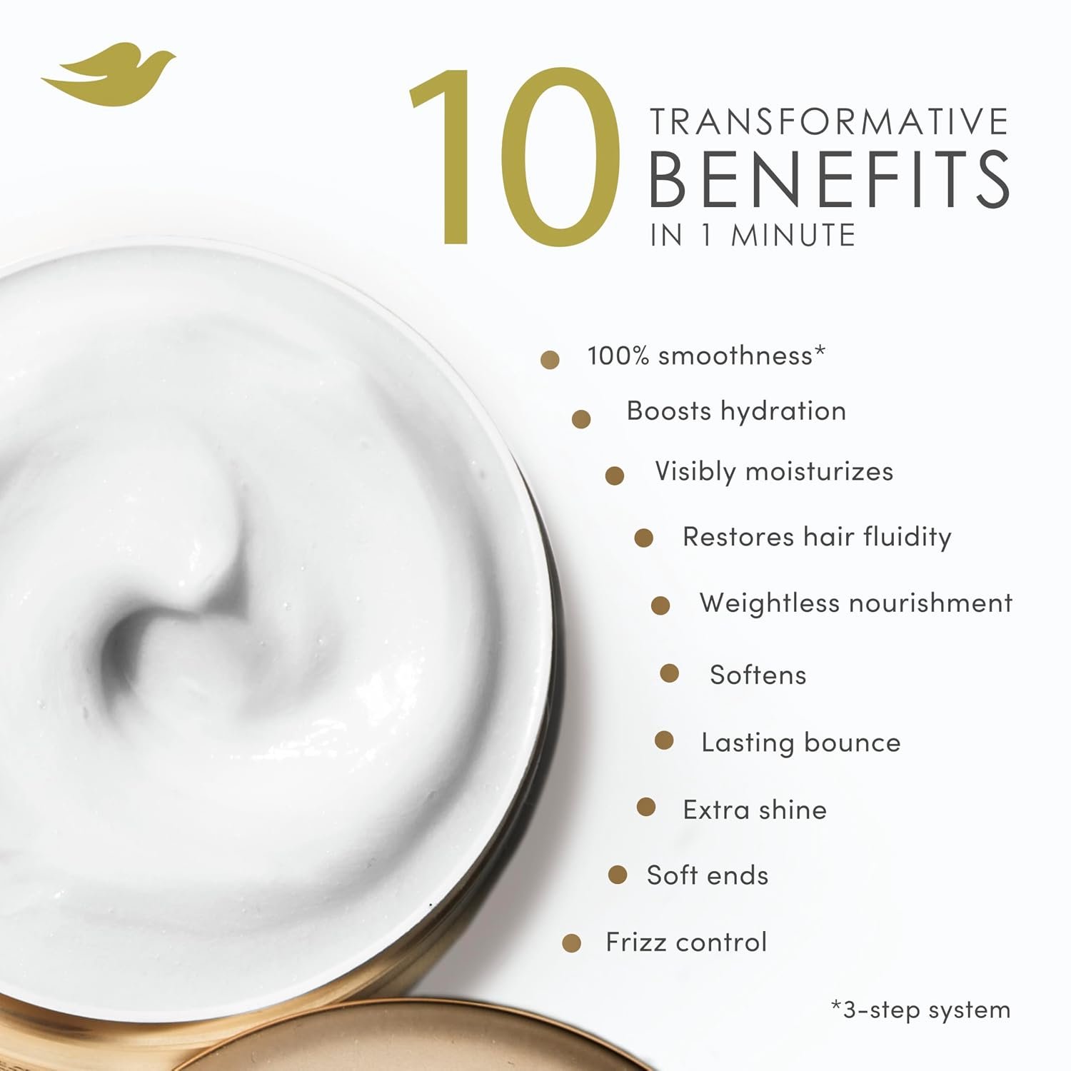 Dove Hyaluronic + Moisture Mask for Dry Hair with Hyaluronic Serum 9.2oz - Image 4