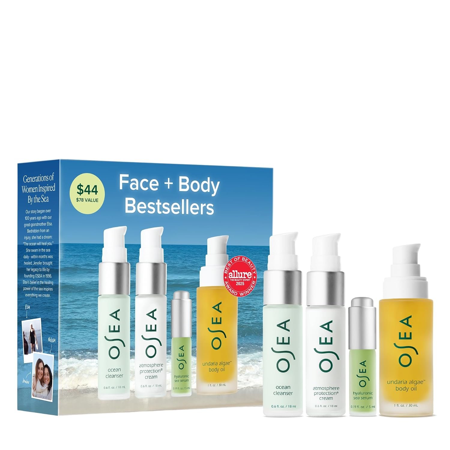 OSEA Face + Body Bestsellers, 4-Piece Skin Care Travel-friendly Set