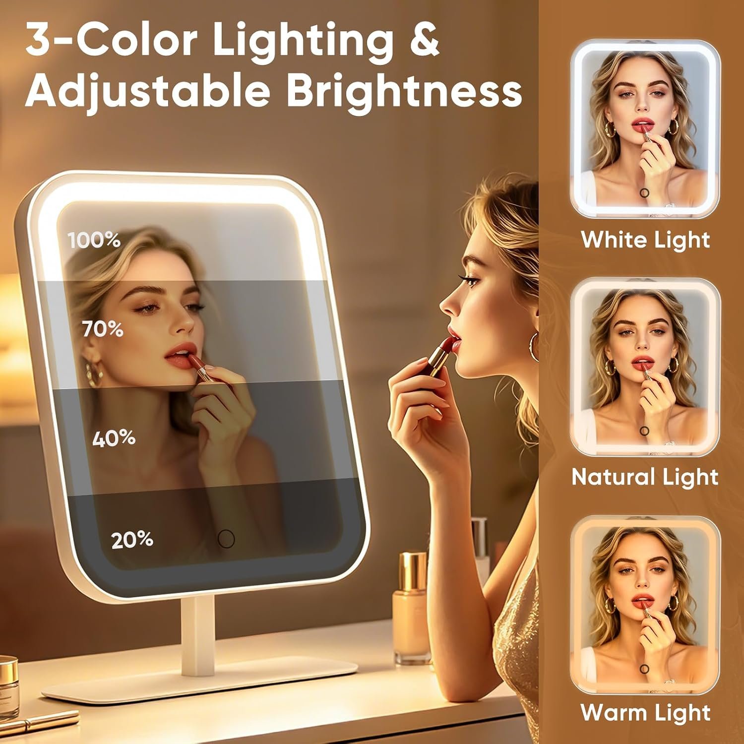 FUNTOUCH 4500mAh Large Lighted Vanity Makeup Mirror with 30X Magnifier - Image 6