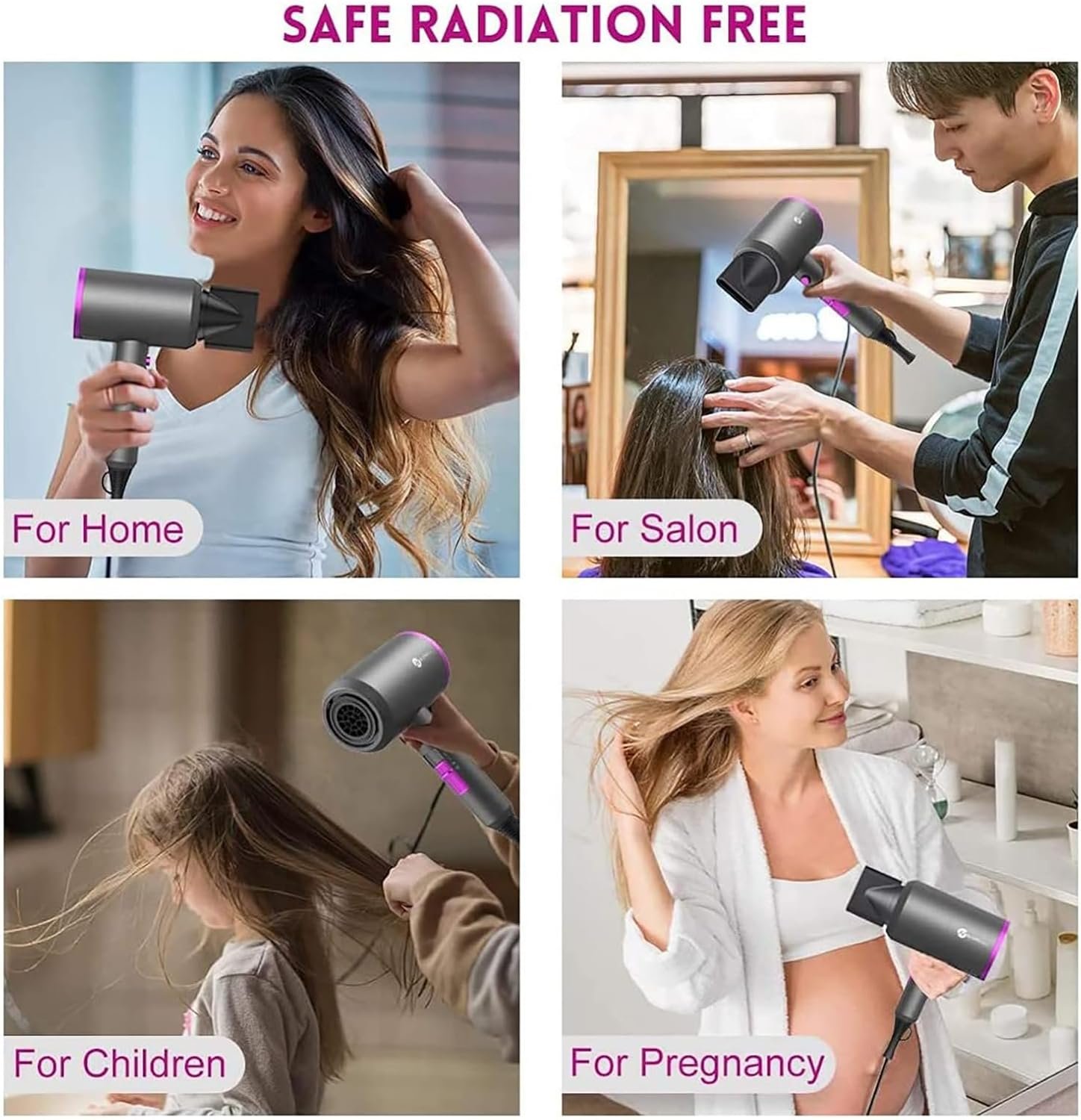 slopehill Professional Ionic Hair Dryer, Powerful 1800W Fast Drying Low Noise Blow Dryer with 2 Concentrator Nozzle 1 Diffuser Attachments for Home Salon Travel - Image 7