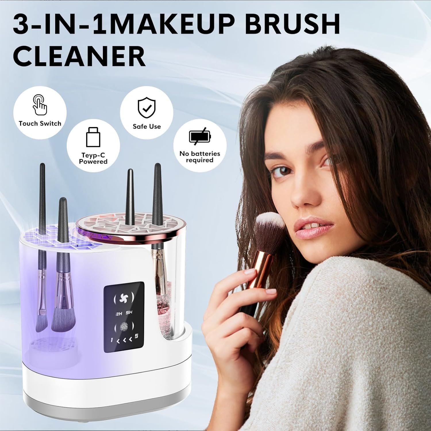 Makeup Brush Cleaner 3-in-1 Electri...