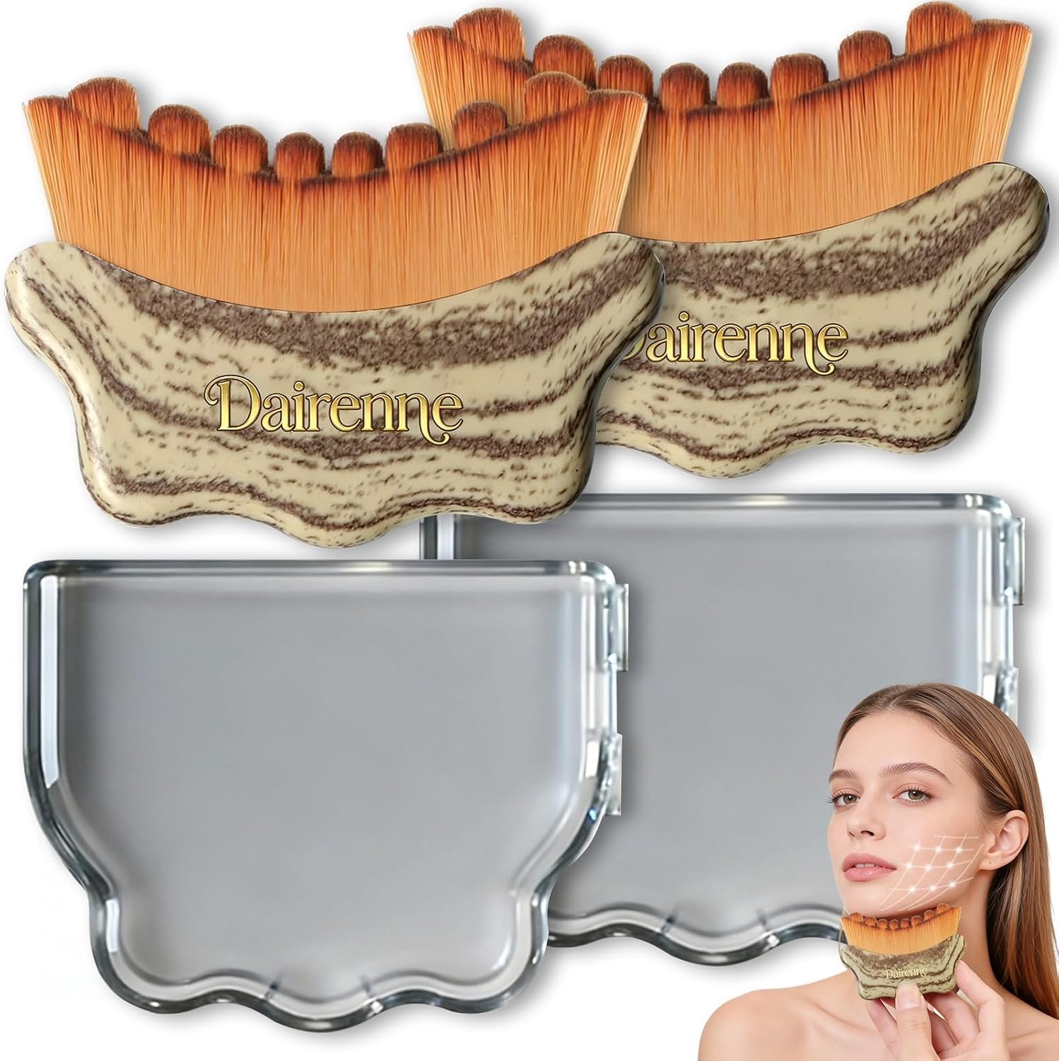 2PCS New Lymphatic Contour Face Brush - Facial Sculpting & Anti-Puffiness Tool | Ultra Soft Dry Brush for Jawline Massage & Lymphatic Drainage | Ergonomic Design (Gray)