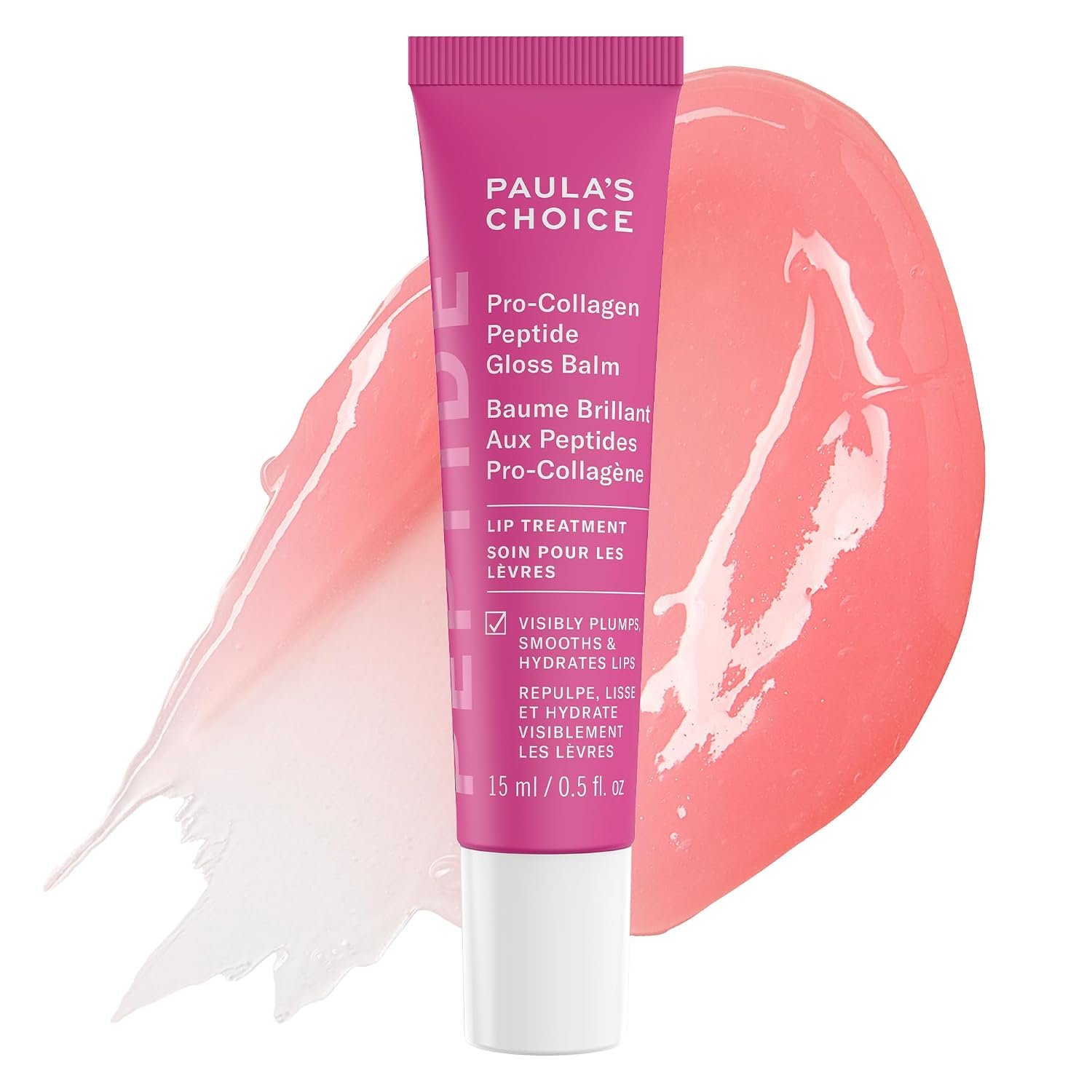 Paula's Choice Pro-Collagen Peptide Gloss Lip Balm, Hydrates & Smooths Lips, Sheer & Glossy Finish for Fuller Lips, Sheer Tint, Non-Sticky, Cruelty-Free