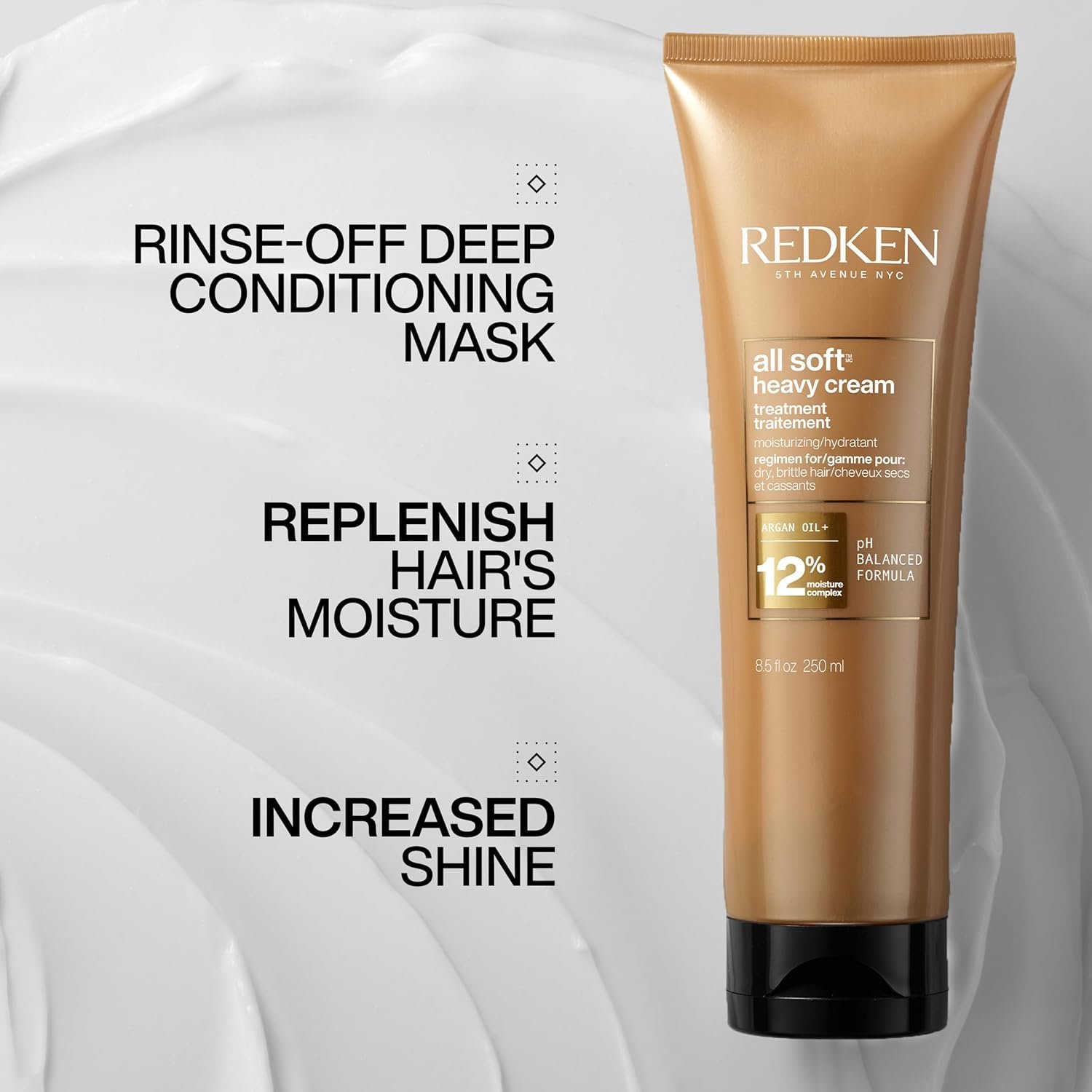 Redken All Soft Heavy Cream Mask Treatment- Moisturizing Deep Conditioner Treatment For Dry Hair, Softens and Smooths Hair, With Argan Oil - Image 5