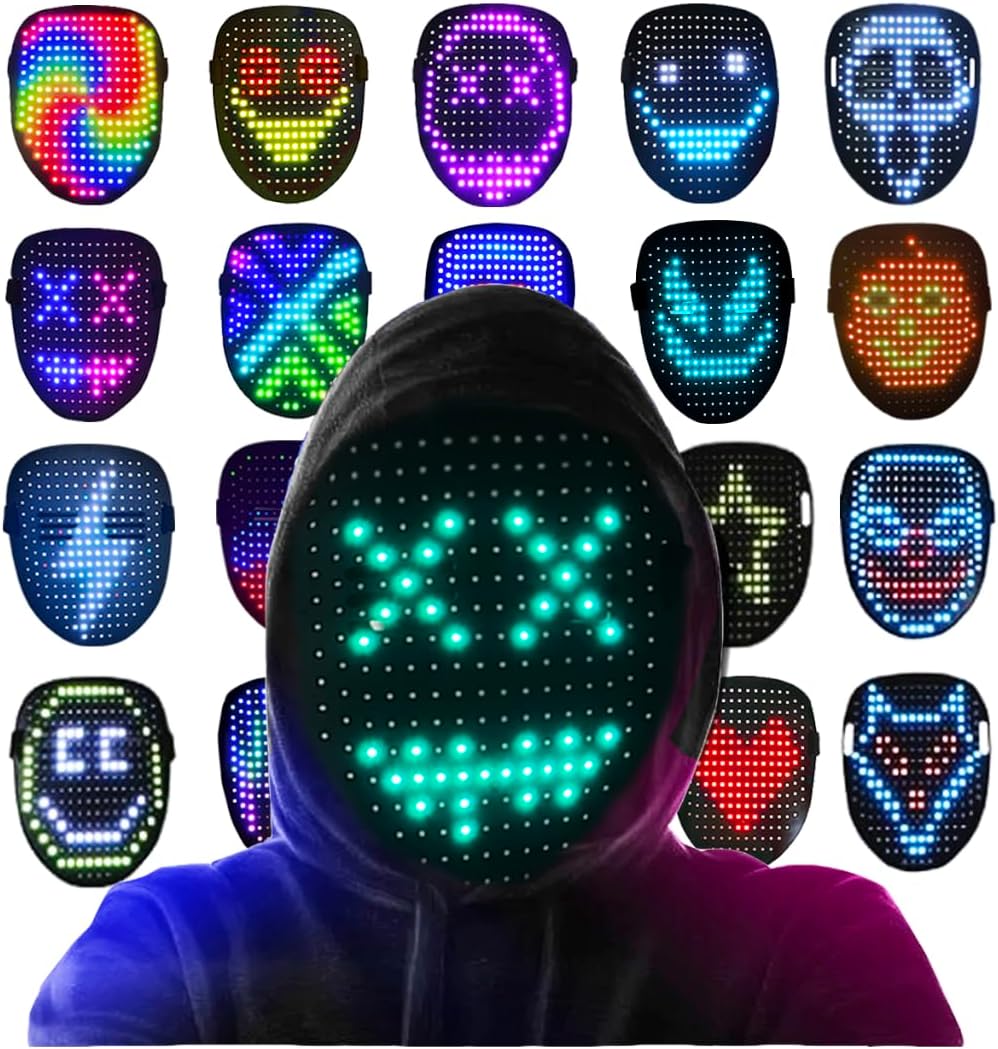 Led Mask with Gesture Sensing LED Lighted Face Mask for Costume Cosplay Party Masquerade Halloween