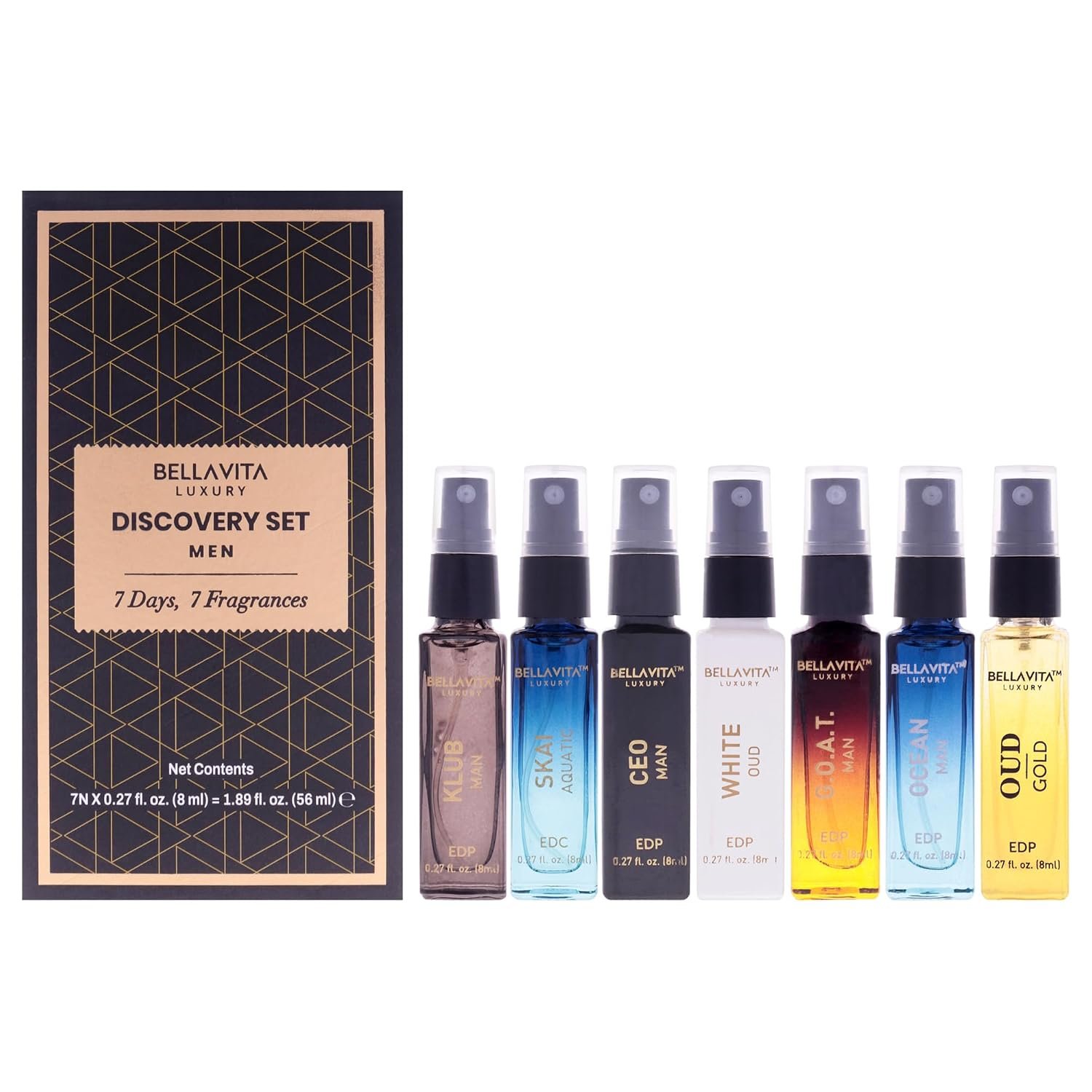 BellaVita Luxury Men's Perfume Gift Set with CEO Man, G.O.A.T, KLUB and Oud