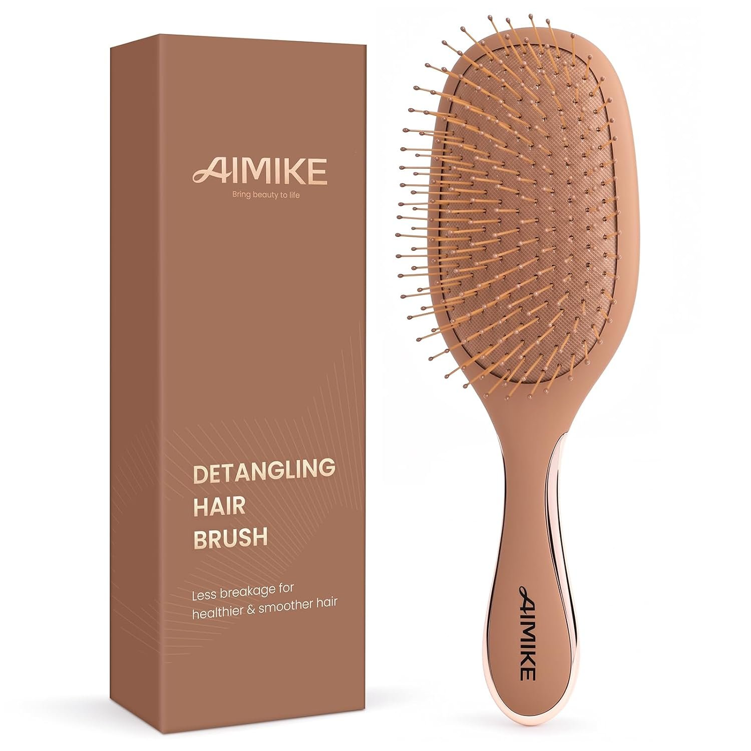 AIMIKE Detangler Brush for Fine Thin Hair, Wet Dry Paddle Hair Brush, Mocha