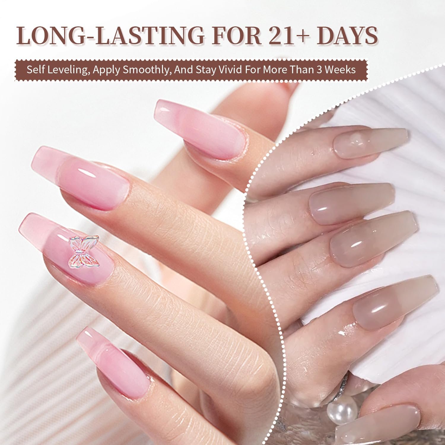 JODSONE 23PCS Gel Nail Polish Set 20 translucent Jelly Color Natural and Elegant Long Lasting Suitable for Home and Salon - Image 6