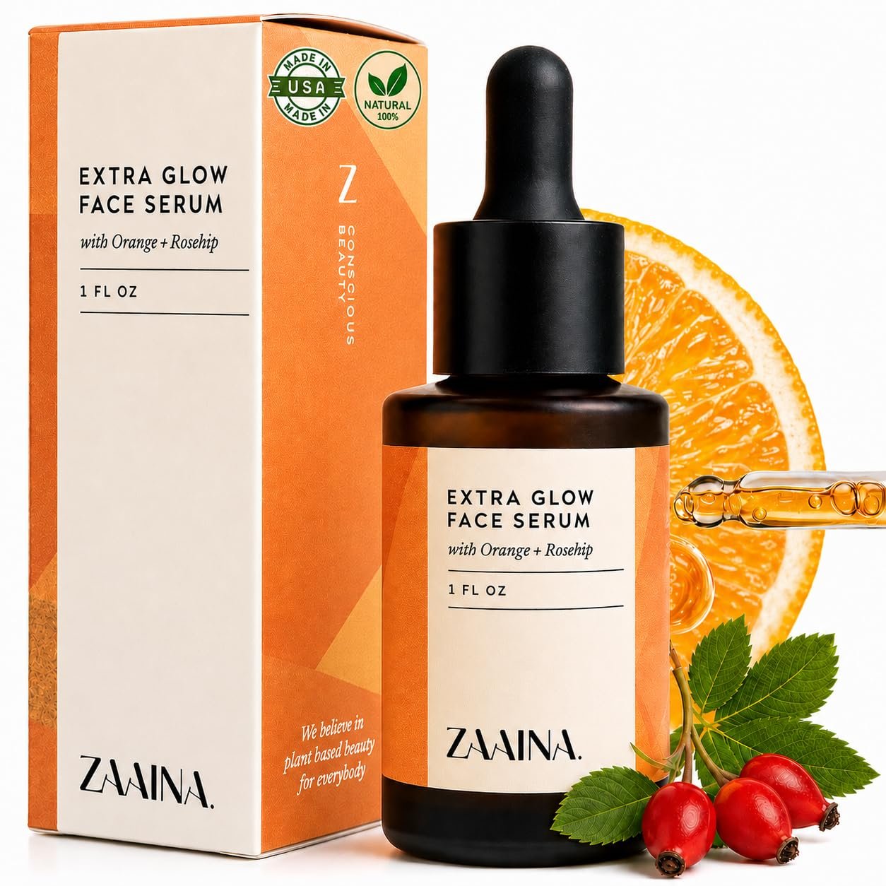 ZAAINA Extra Glow Face Oil Serum for Radiant Skin, 1 oz