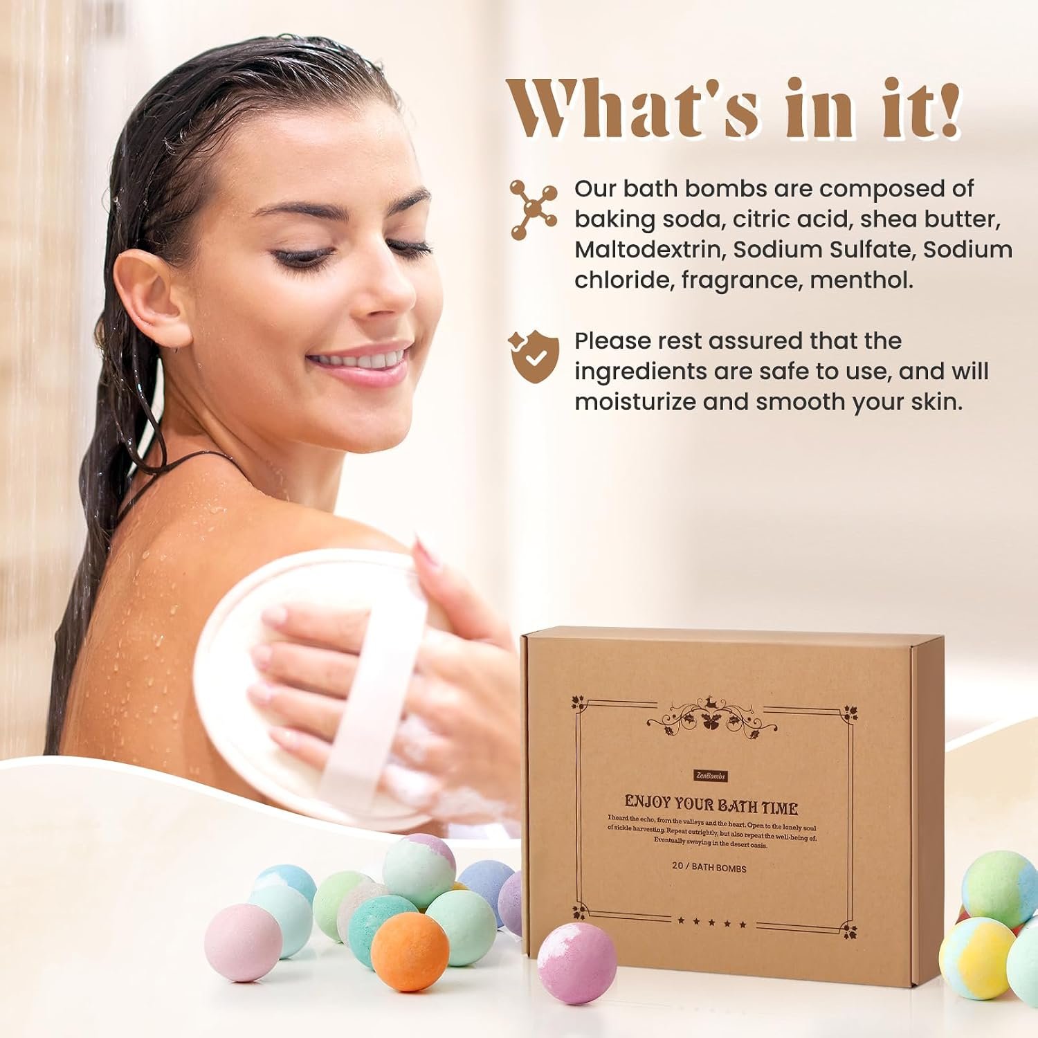 ZenBombs Bath Bombs Set, Natural Shea Butter & Safe Oil Bath Bomb - Image 6