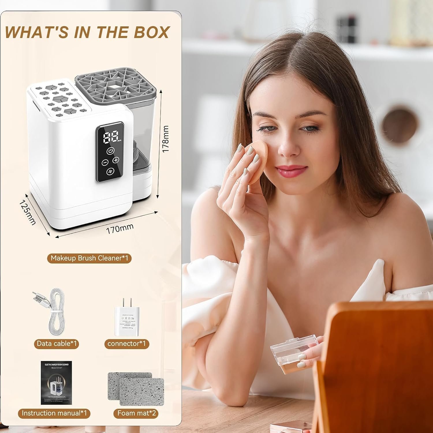 5-in-1 Electric Makeup Brush Cleaner & Dryer Machine for All Size Brushes - Image 6