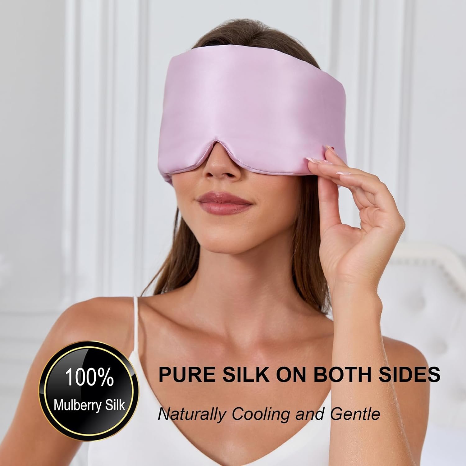 100% Mulberry Silk Sleep Masks for Women Men, Blackout Eye Mask Sleep Silk for Sleeping Side Sleeper, Eye Covers for Sleeping Adjustable Light Blocking Women Relaxing Gift for Home, Travel, Office - Image 2