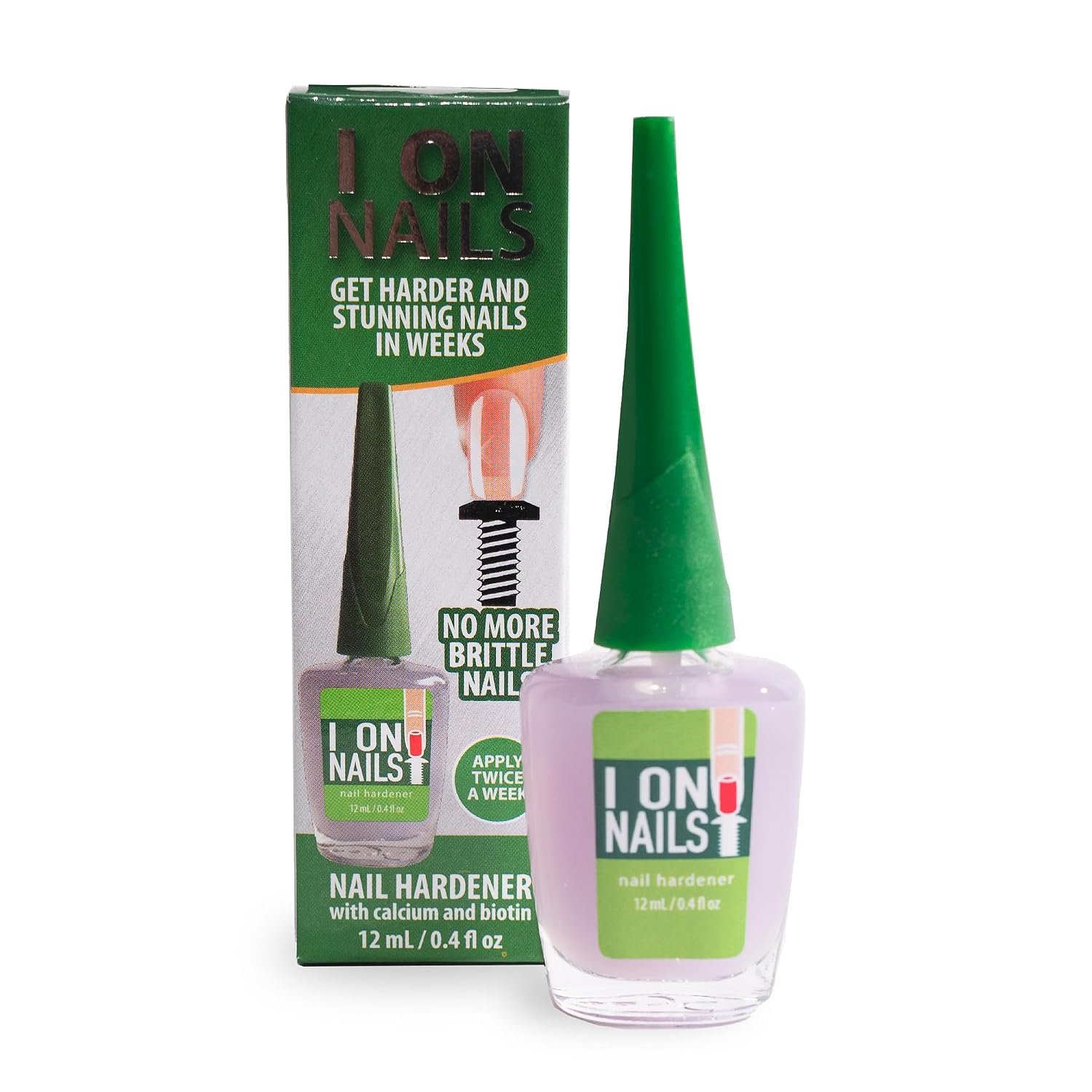 I On Nails: Ultimate Nail Strengthener, Growth & Repair, Clear Polish Hardener, Keratin Treatment for Damaged Nails - Hard as Nails Elixir.