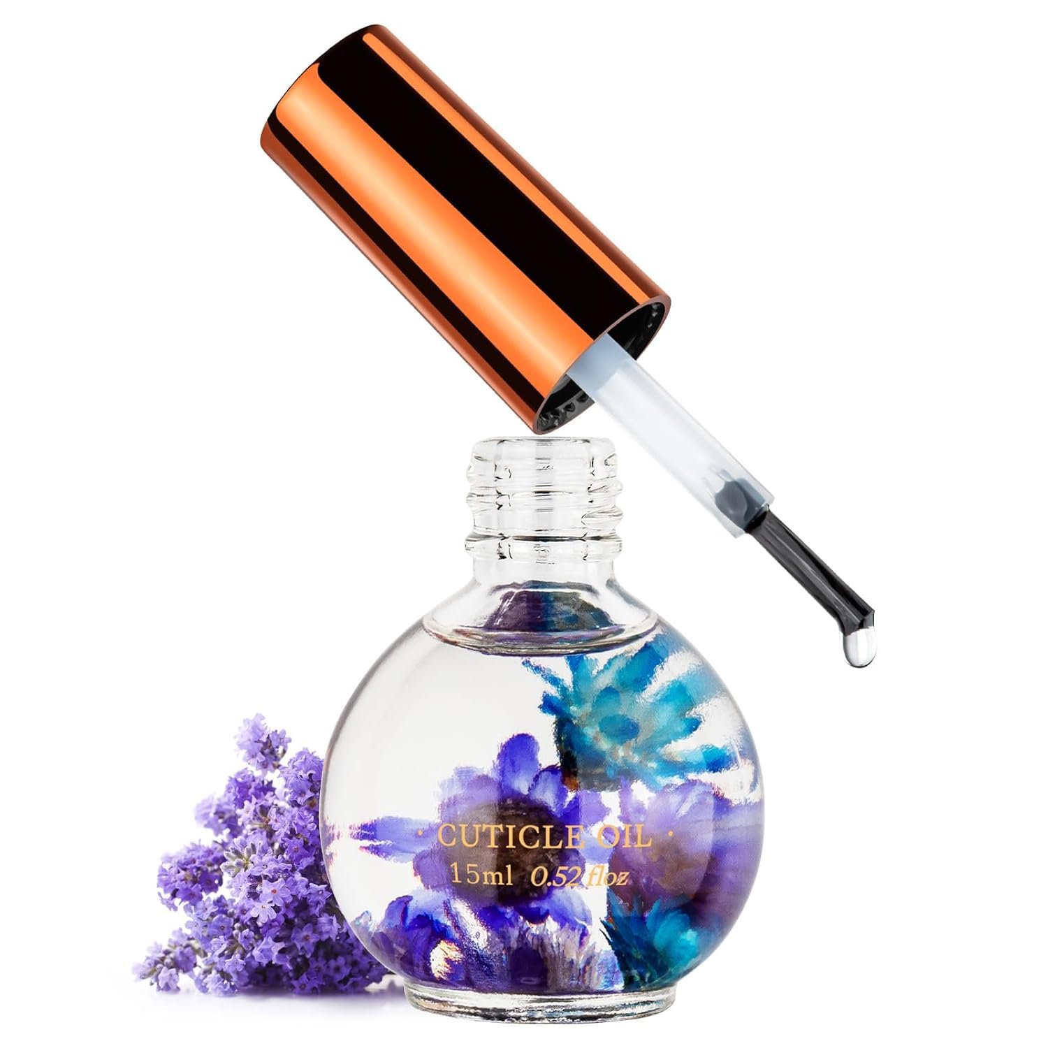 Cuticle Oil, Lavender Cuticle Nail Oil Infused with Real Flowers 15ml