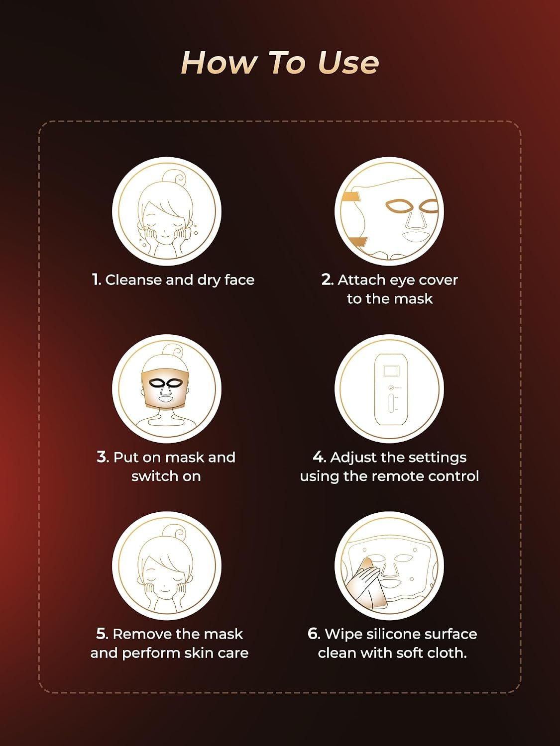 7-in-1 Red Light Therapy for Face & Neck, Skin-Friendly Silicone Red Light Therapy Mask with 324 LEDs, 5 Brightness Levels & 20 Mins Timer, Led Face Mask Light Therapy for Home & Travel - Image 10