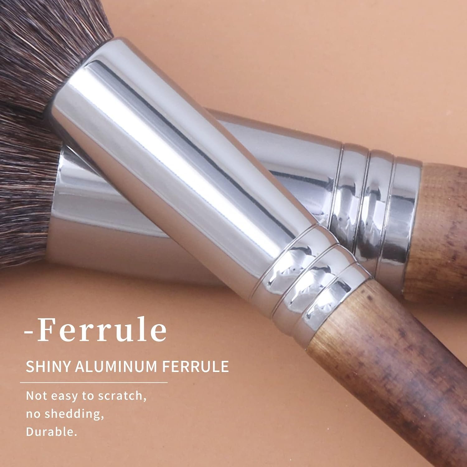 ENZO KEN Deluxe Professional Natural Goat Hair Makeup Brush Set with Roll up Bag, Pony Hair Make up Brushes Set, Natural Bristle Makeup Brush with Walnut Wooden Handle, 24 Pcs Full Cosmetic Brushes - Image 6