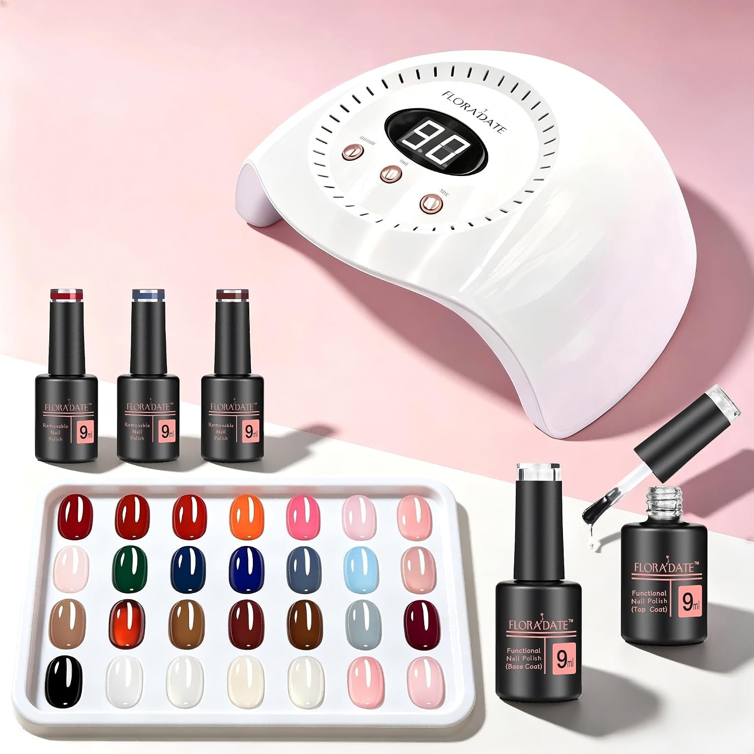 Gel Nail Polish Kit with U V Light 28 Colors Gel Polish Nail+Top Coat & Base Coat Kit Soak Off Gifts for Women