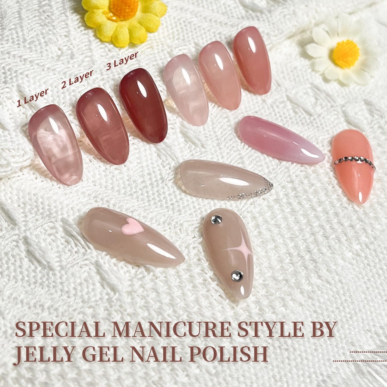 JODSONE 23PCS Gel Nail Polish Set 20 translucent Jelly Color Natural and Elegant Long Lasting Suitable for Home and Salon - Image 5