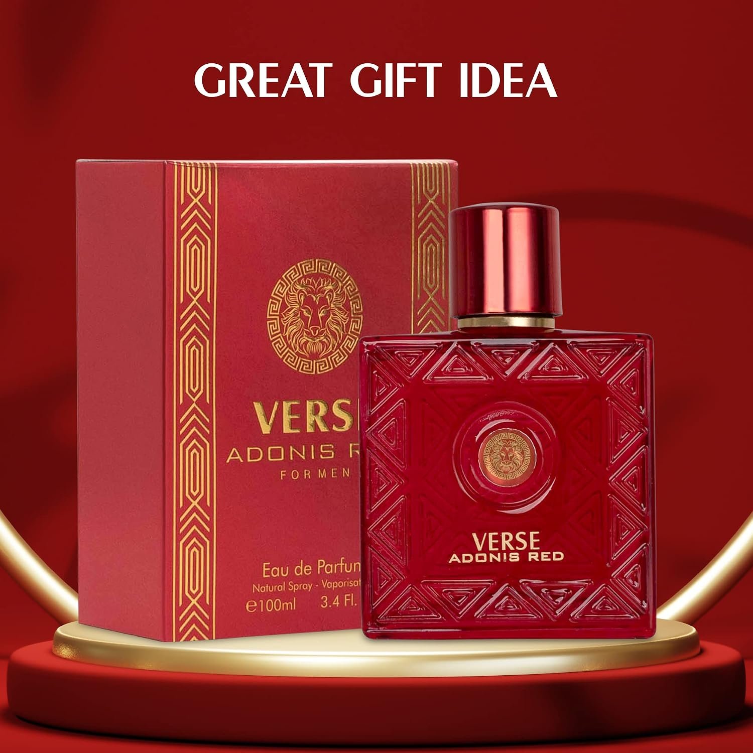 Verse Adonis Red for Men - 100ml Eau De Parfum Spray - Fruity Warm & Floral Fragrance Smell Fresh All Day Long Lasting Includes NovoGlow Carrying Pouch Gift for All Occasions - Image 3