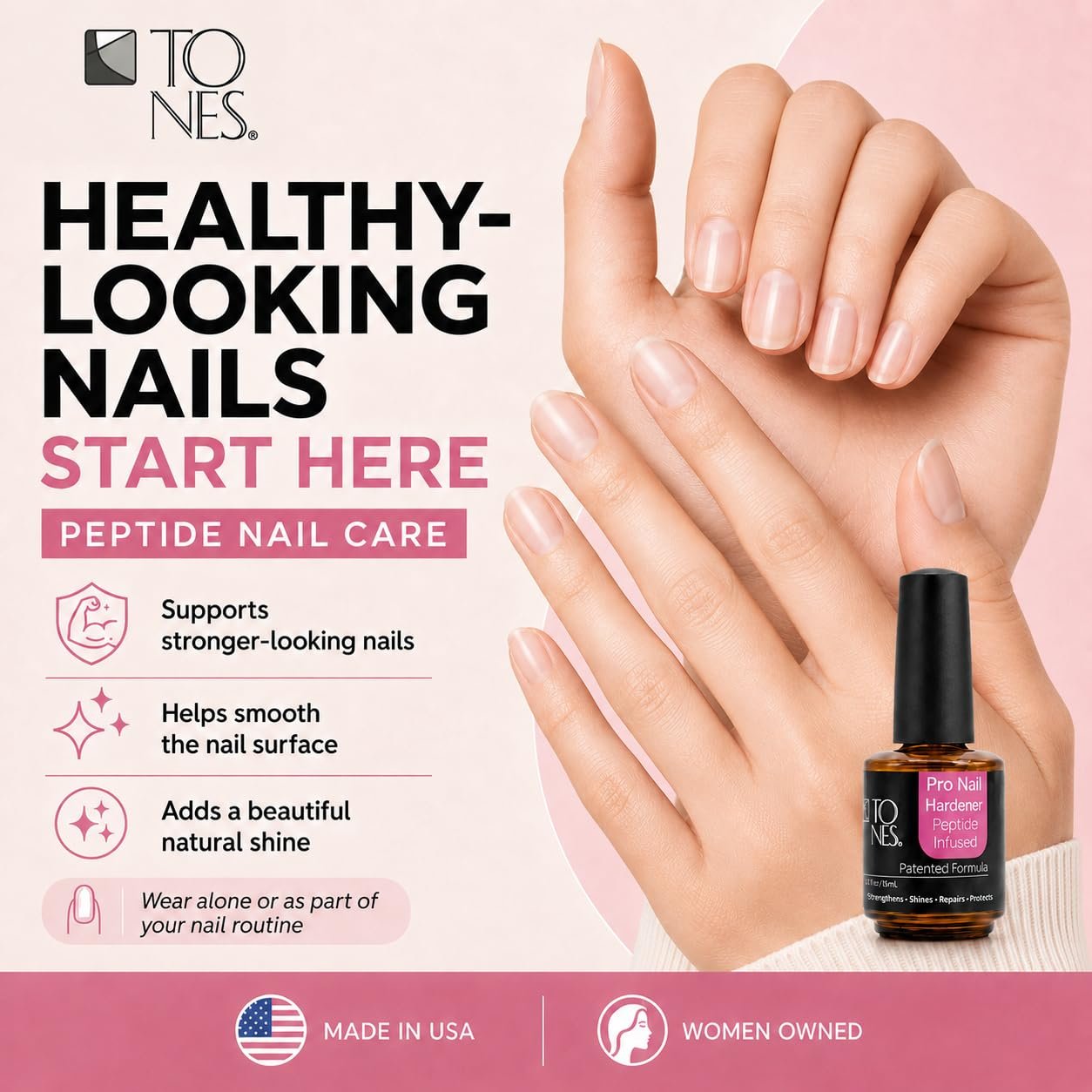 Tones Pro Nail Hardener, Nail Strengthener, Nail Treatment + Gloss in One, Repair and Breakage Prevention, 0.5 fl oz - Image 8