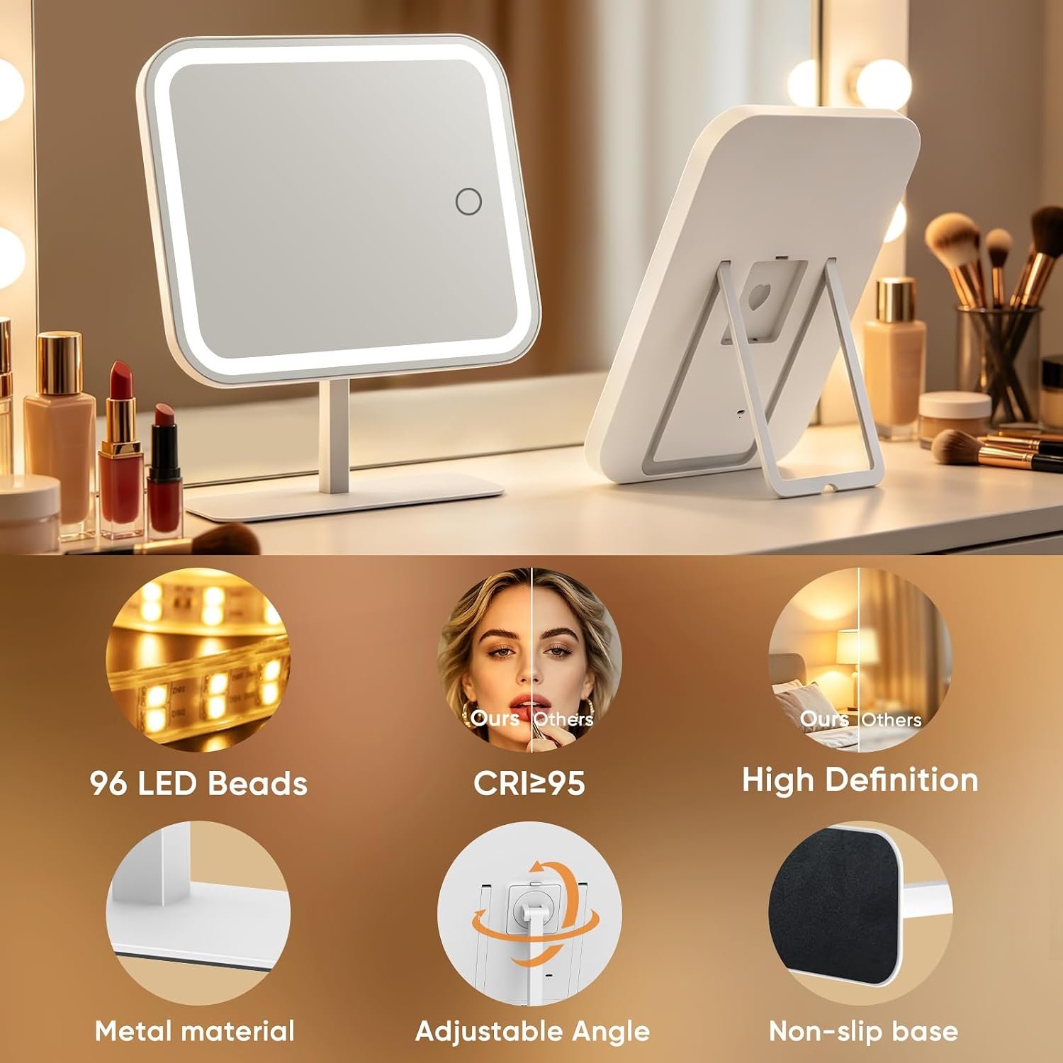 FUNTOUCH 4500mAh Large Lighted Vanity Makeup Mirror with 30X Magnifier - Image 7