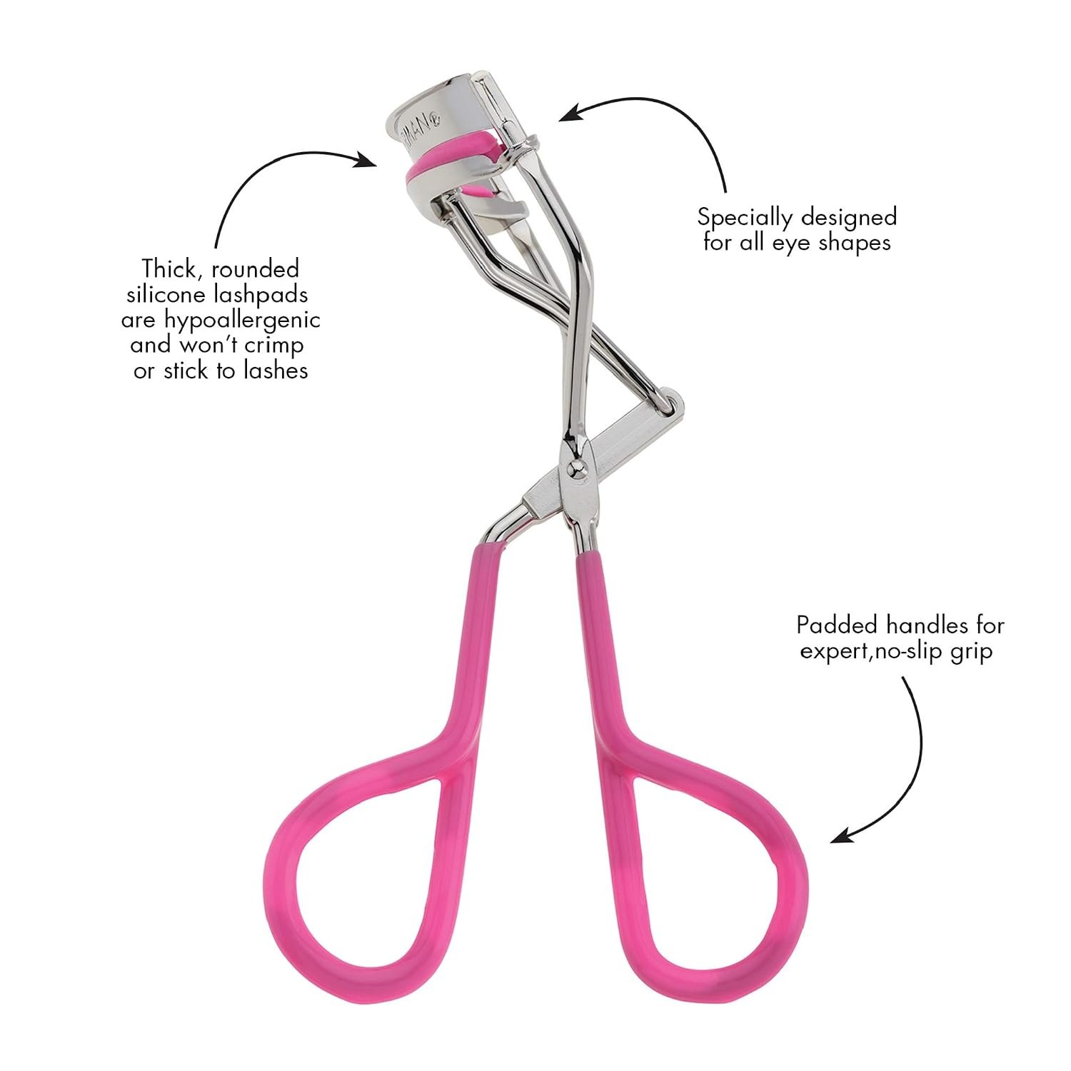 Tweezerman Comfort Grip Eyelash Curler for All Eye Shapes Neon Pink - Image 4