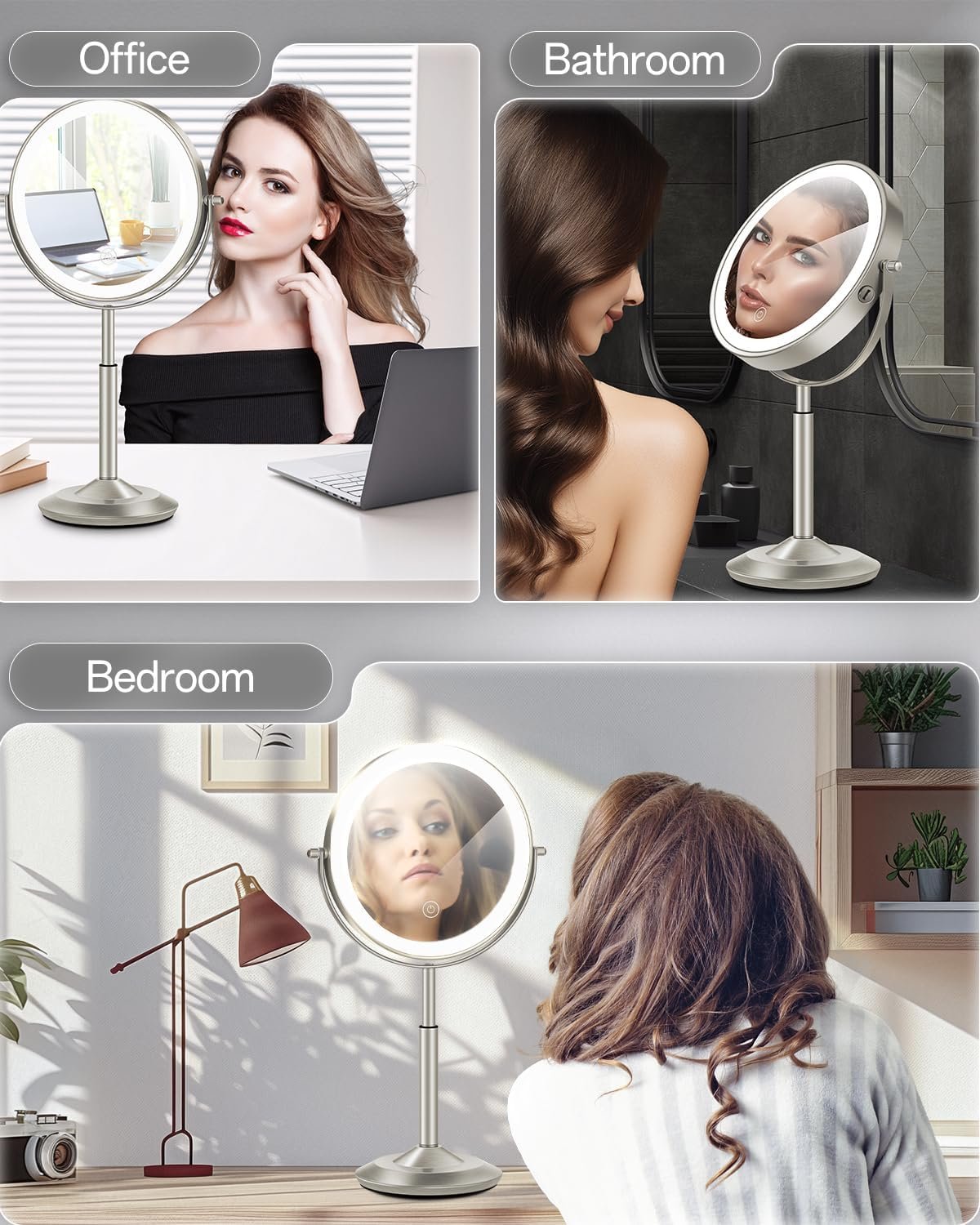 8" Lighted Makeup Mirror with Light,30X Magnifying Height Adjustable Mirror - Image 9
