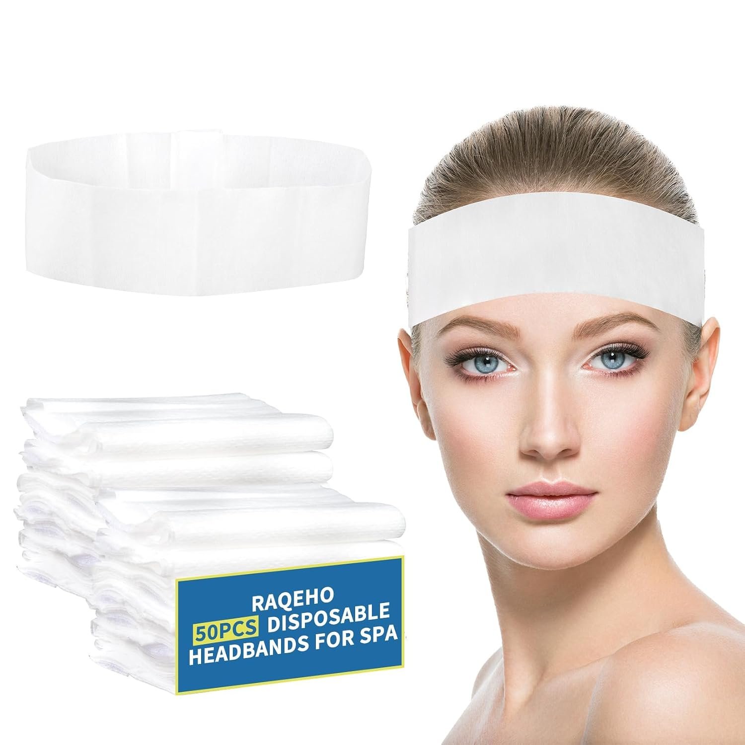 50pcs Disposable Headbands for Spa - Elastic Facial Spa Hairband