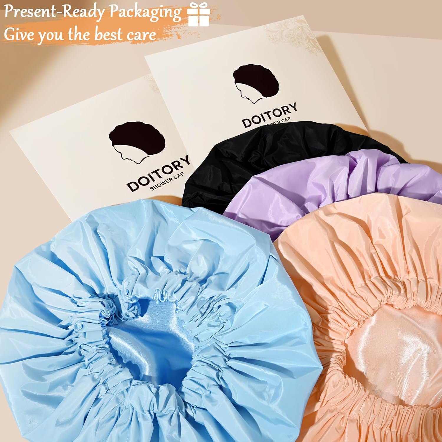 Shower Cap for Women, Reusable Waterproof Satin Lined Shower Cap - Image 7