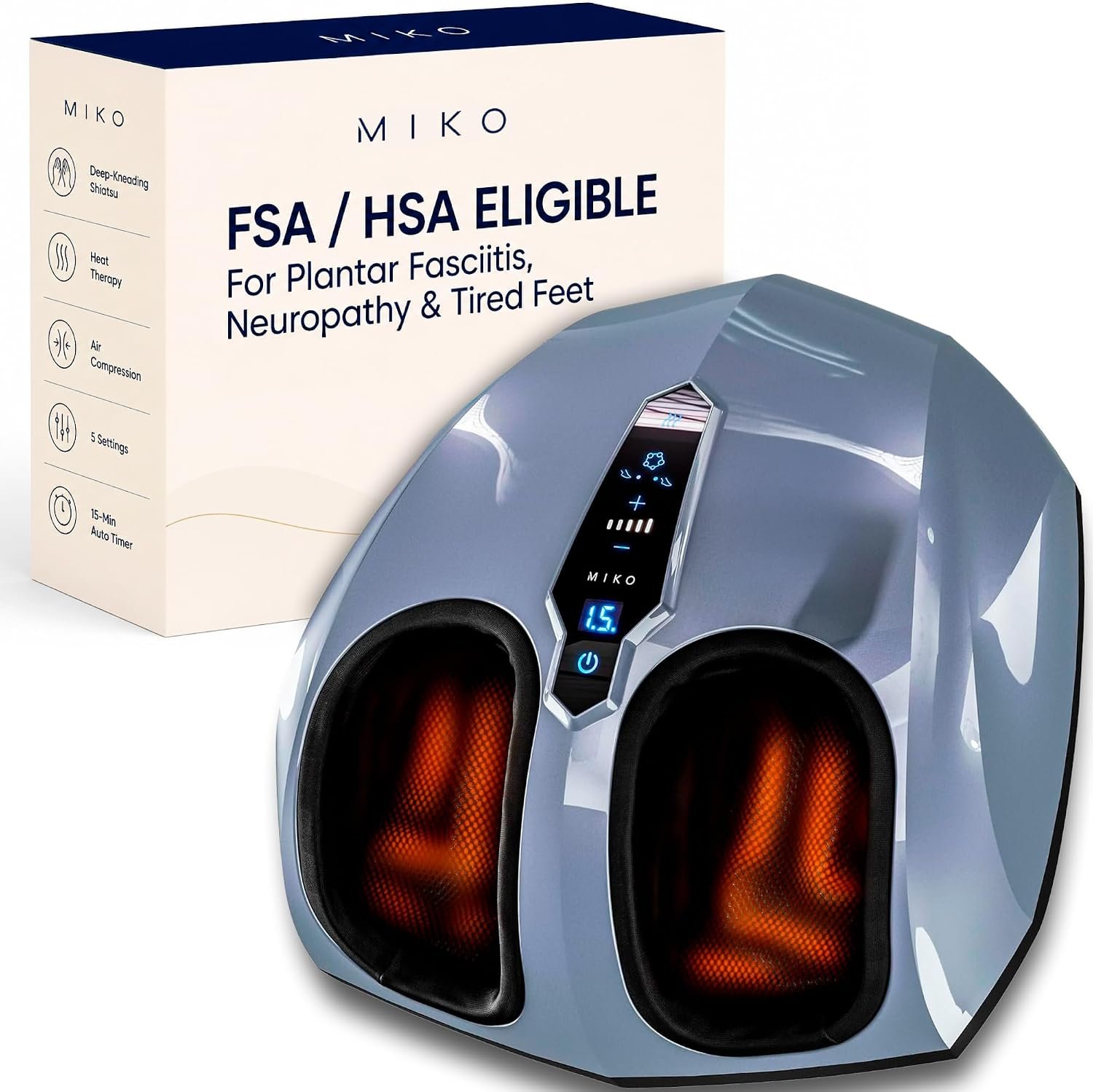 MIKO Shiatsu Foot Massager with Heat for Neuropathy & Plantar Fasciitis