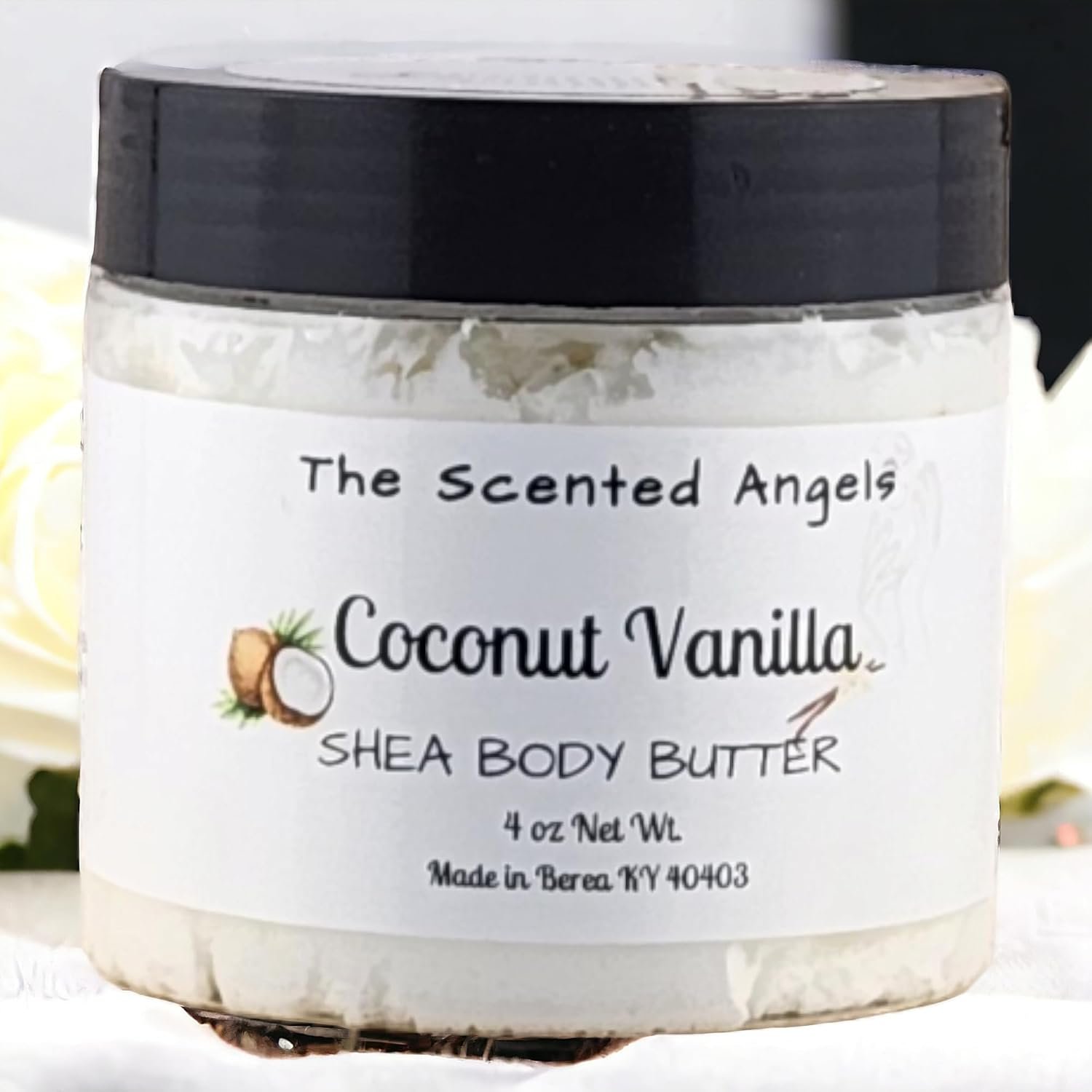 TSA Handmade Whipped Coconut Vanilla Body Butter Cream, Luxury Body Lotion for Dry Skin, Daily Moisturizing Shea Butter, Sunflower Oil, Mothers, Fathers, Women, Men, Teens, 4 oz Jar - Image 4