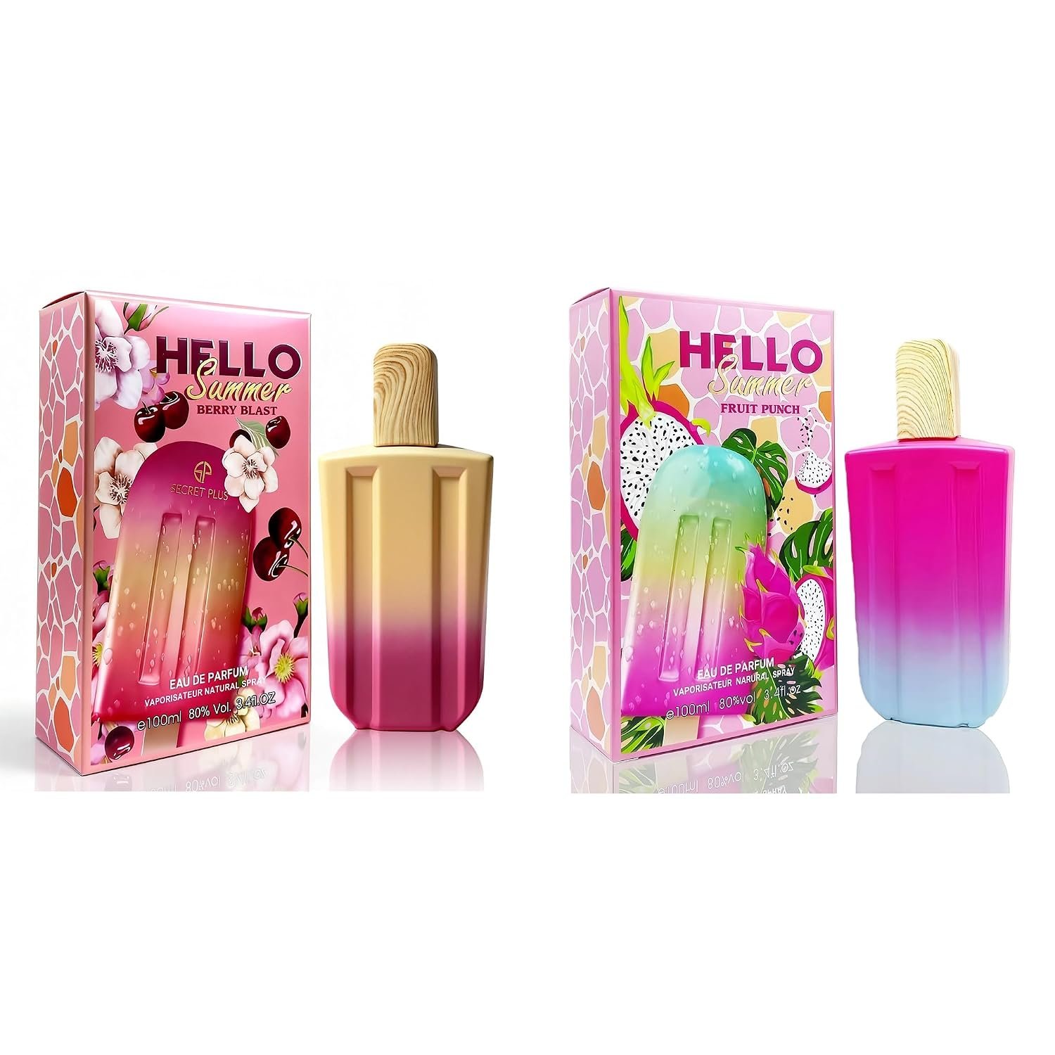 A CENTER 2PCS Perfume Set for Women - Floral Fragrance Gift Set with musk,Sweet Fruity, Eau De Parfume| 3.4 Fl Oz Each Women's Cologne(Hello Summer Fruit&Berry)