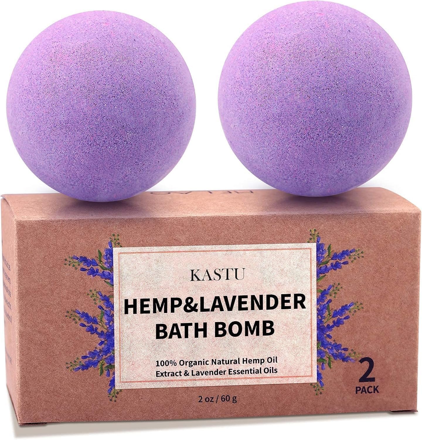 Bath Bombs,2 Pack Fizzy Spa Gift Natural Hemp Oil Extract and Lavender Essential Oils Bath for Moisturizing Dry Skin,Relaxing,Bubble Bath for Gifts Idea for Men Women
