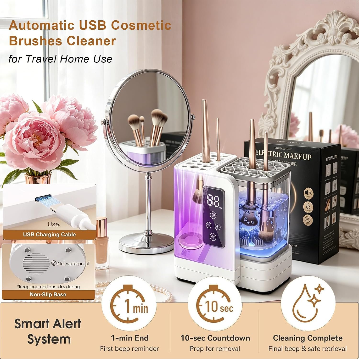 5-in-1 Electric Makeup Brush Cleaner & Dryer Machine for All Size Brushes - Image 5