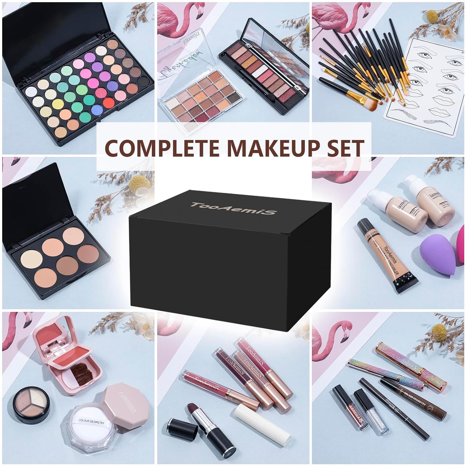 Makeup Set for Women Full Kit Includes, eyeshadow、 liquidfoundation,Loose powder,Eyebrow pencil,Lipstick Eye Pencil Makeup BrushesMakeup practice board 4-color lip gloss set - Image 7