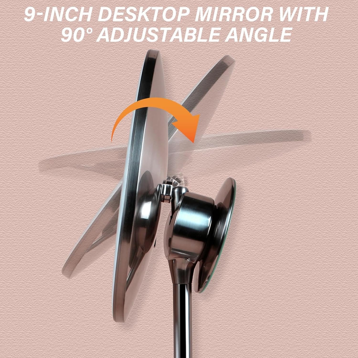 Makeup Mirror 9" Vanity Mirror with Lights, 5X & 10X Magnification - Front/Back Magnetic Design, Rechargeable & Cordless, Touch Dimming, 90° Adjustable Angle, Metal Frame, Includes USB Cable - Image 5