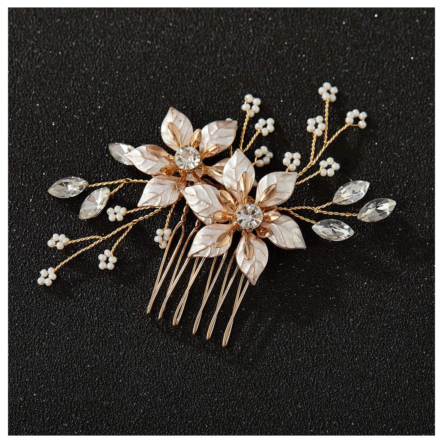 SWEETV Gold Bridal Hair Comb-Handma...