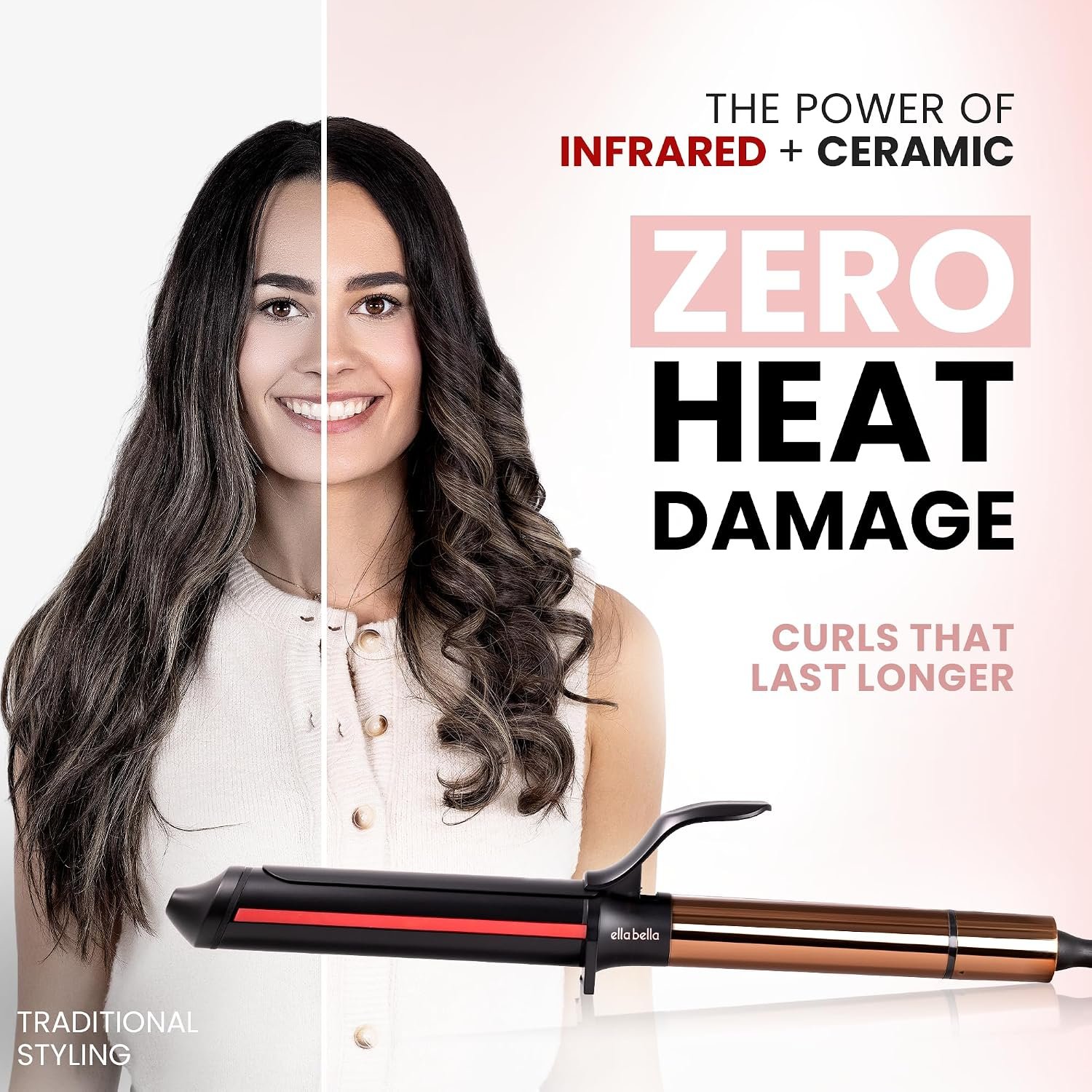ELLA BELLA® Curling Iron 1.5" Professional Ceramic Wand, All Hair Types - Image 4