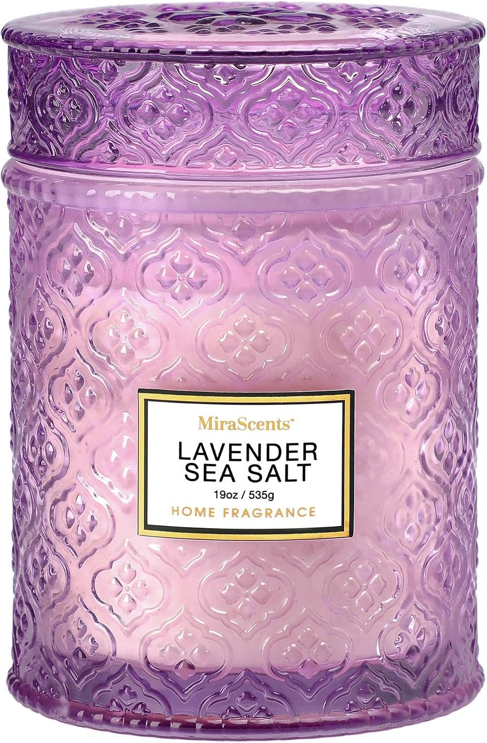 Lavender Scented Candle, 19oz Large Soy Wax Aromatherapy Candle, Lavender Sea Salt Luxury Glass Jar Candle for Home Decor, Relaxation Gifts for Women