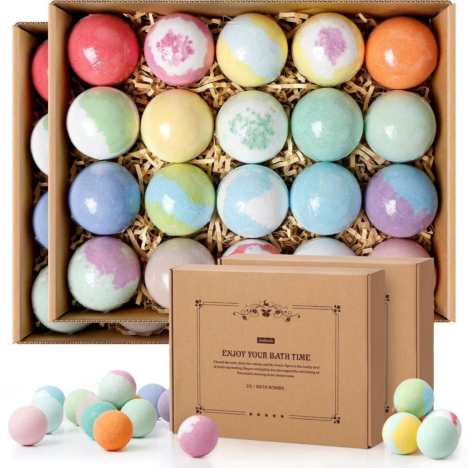 ZenBombs Bath Bombs Set, Natural Sh...